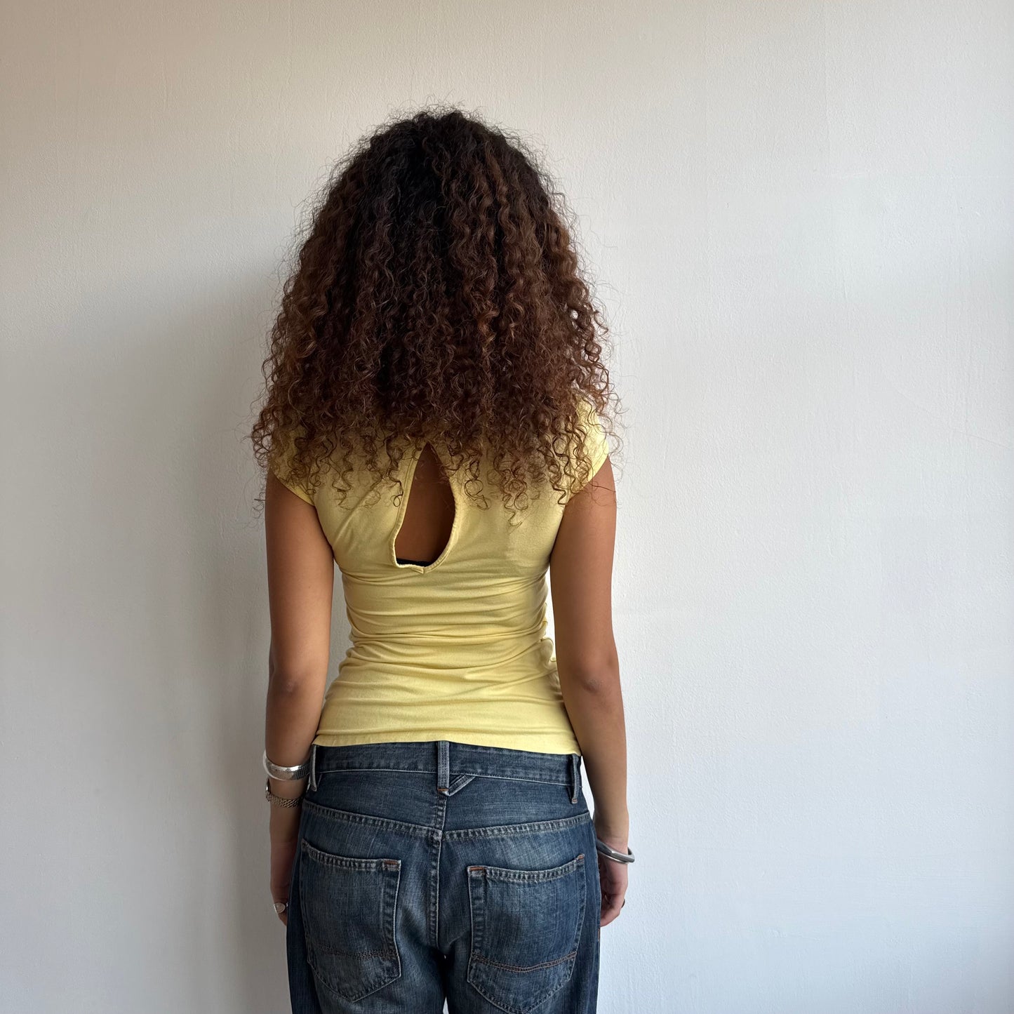 Yellow keyhole top - Size S