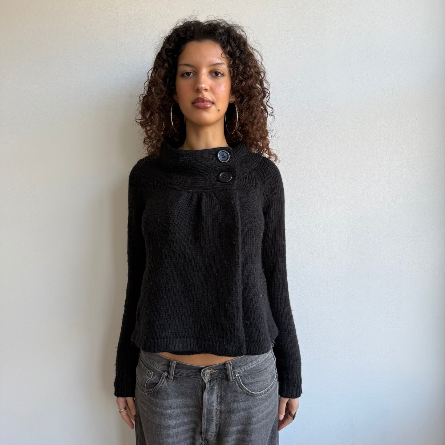 Black button neck cardi - Size S/M