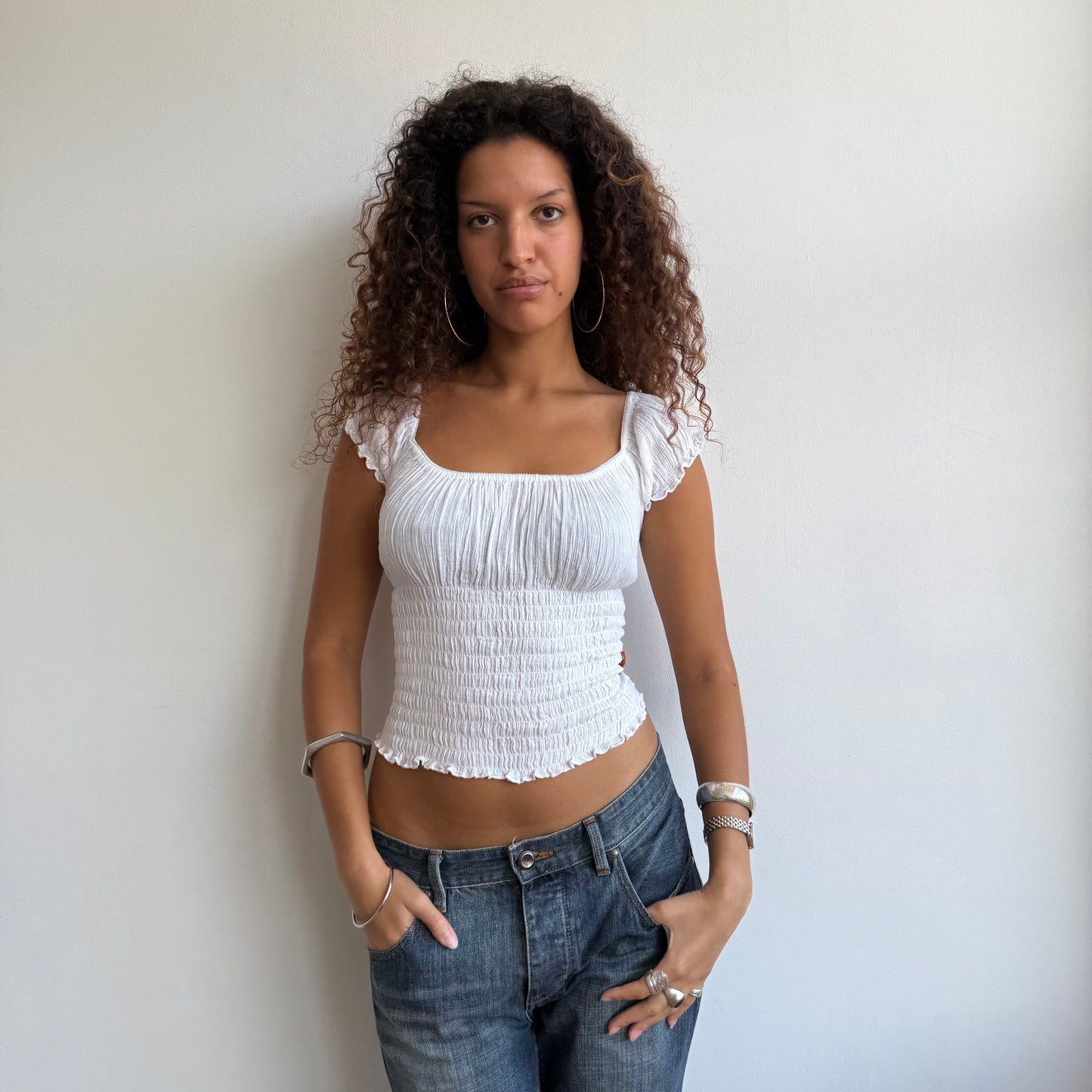 White milkmaid top - Size S