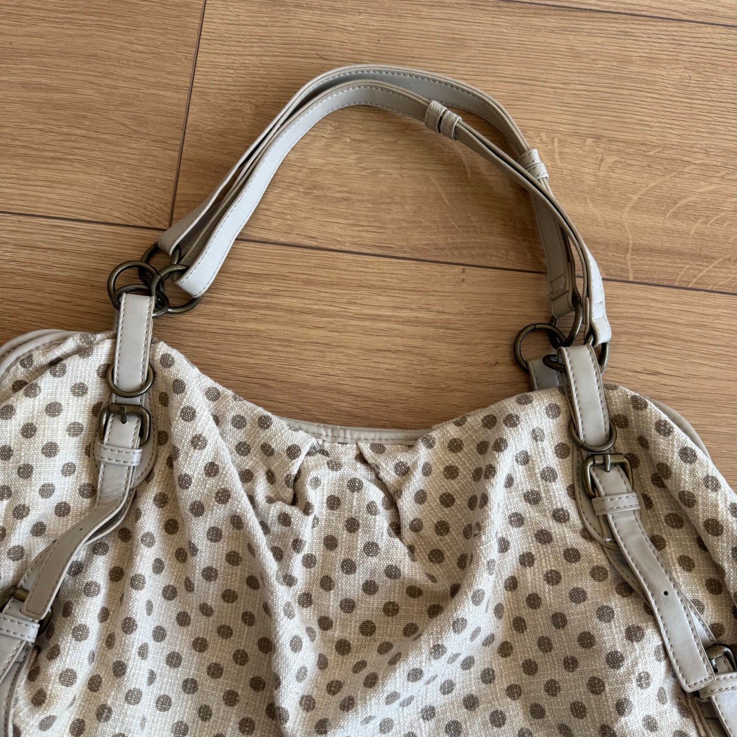 Cream polka dot bag