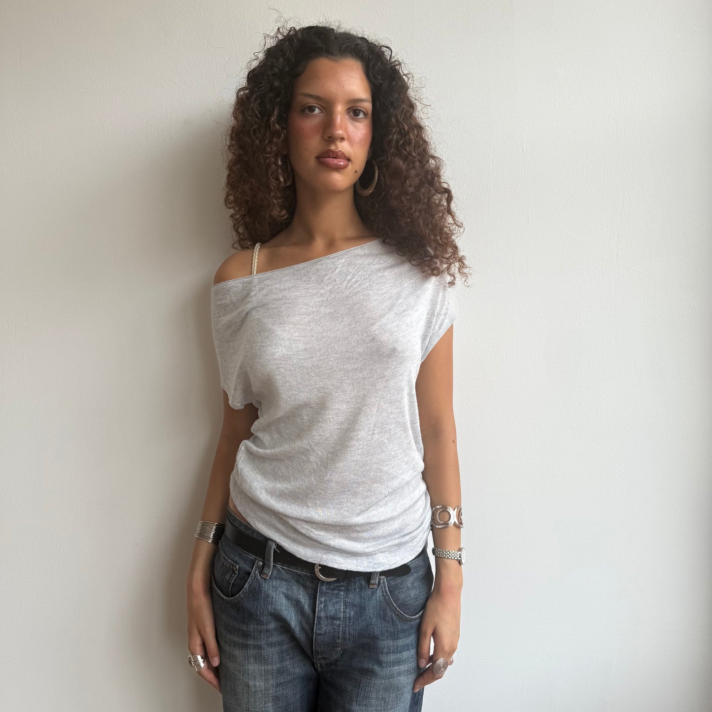 Grey slouchy open back knit - Size S