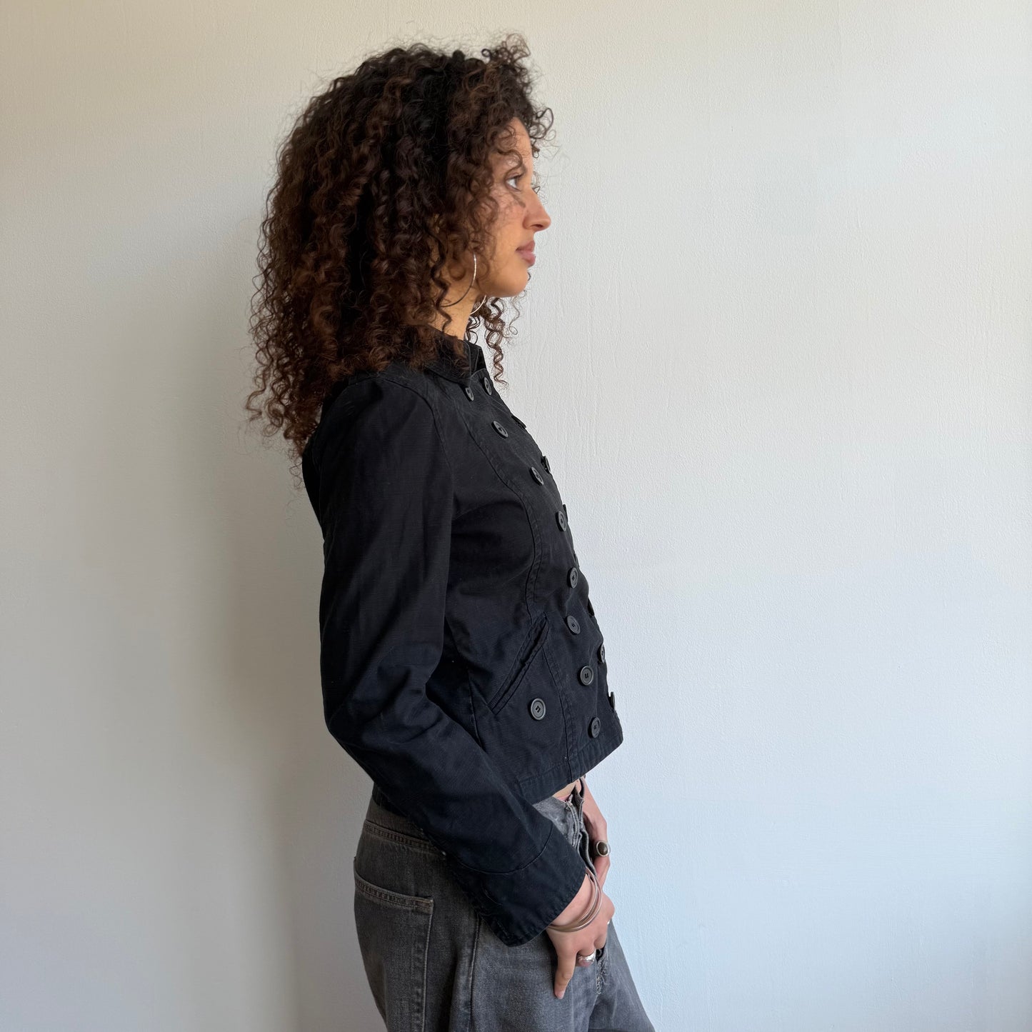 Black double breasted peacoat - Size S/M