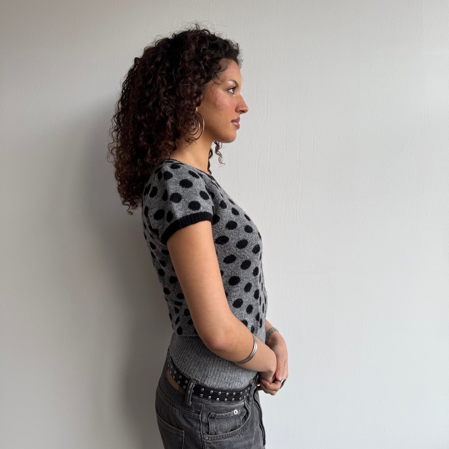 Grey polka dot knit - Size S + S/M