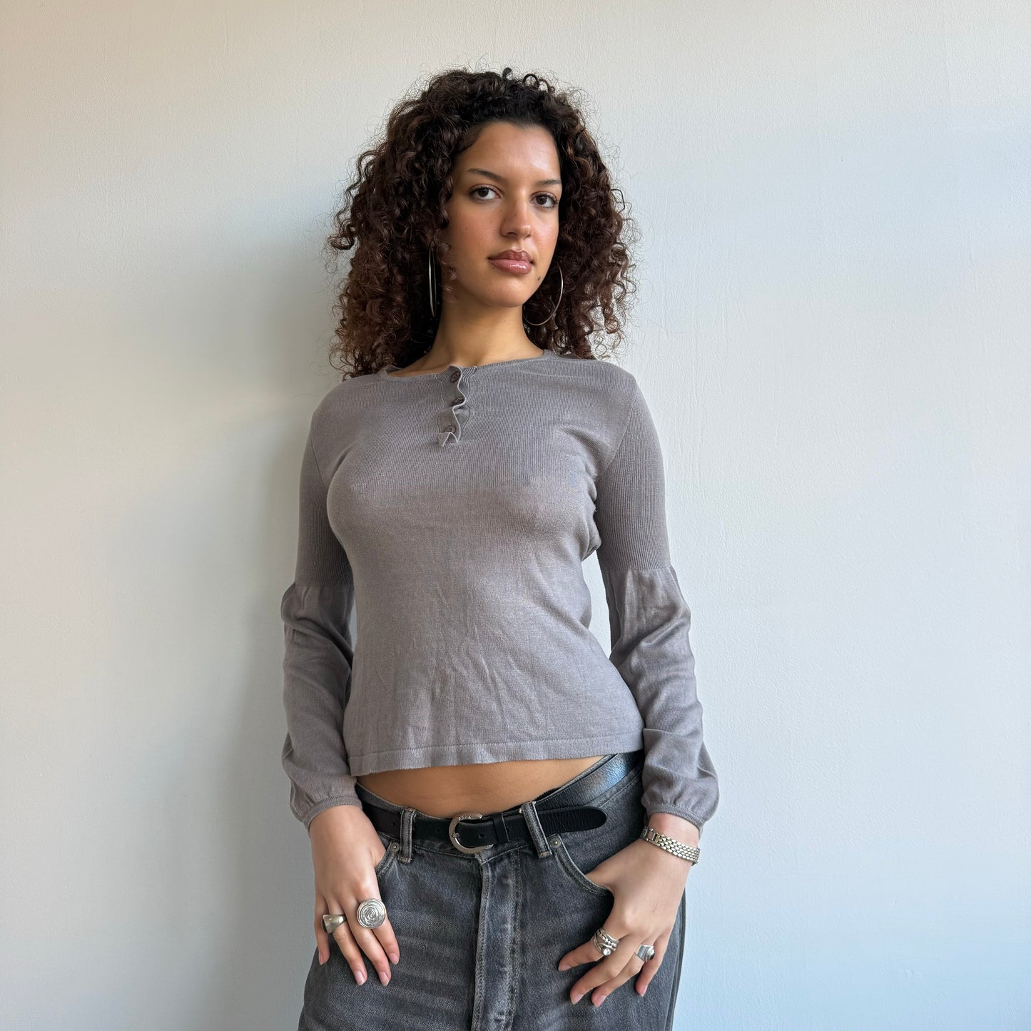 Taupe tie back knit - Size S