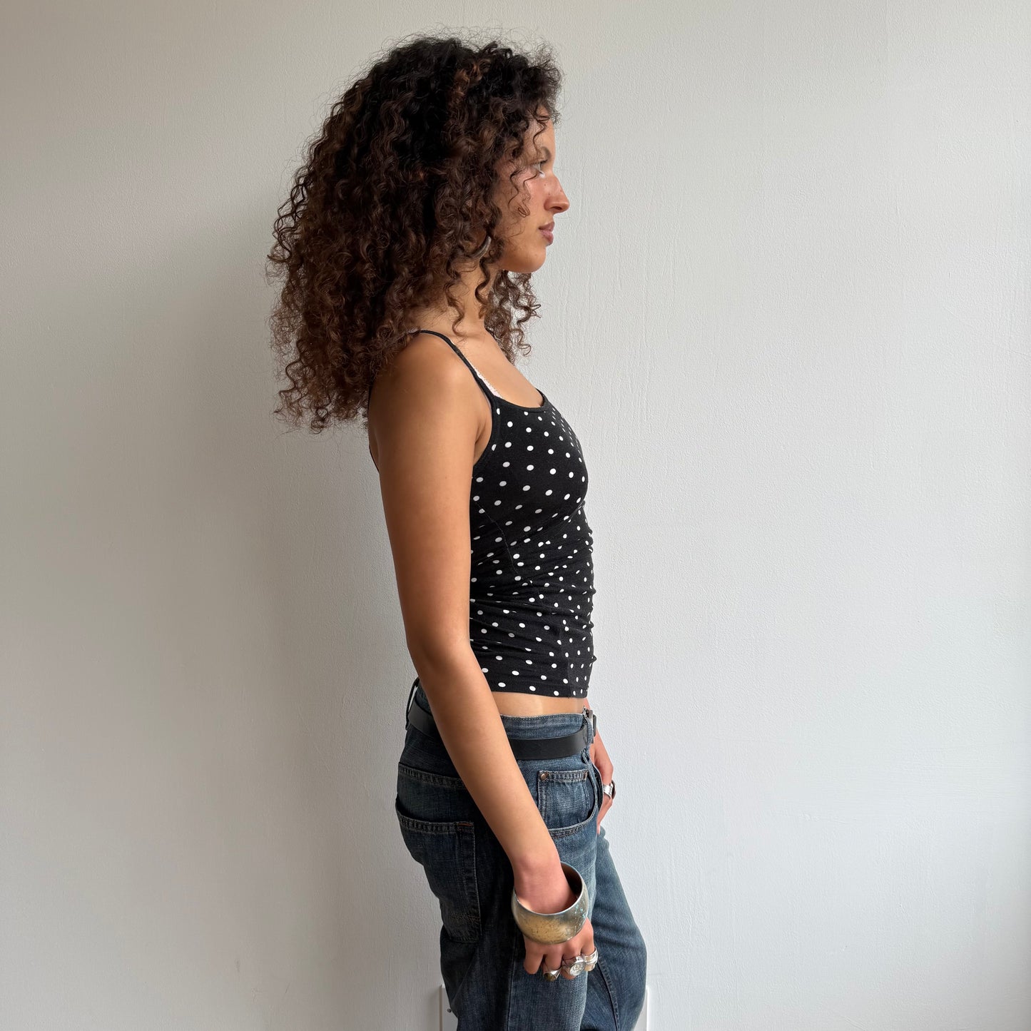 Black polka dot cami - Size S