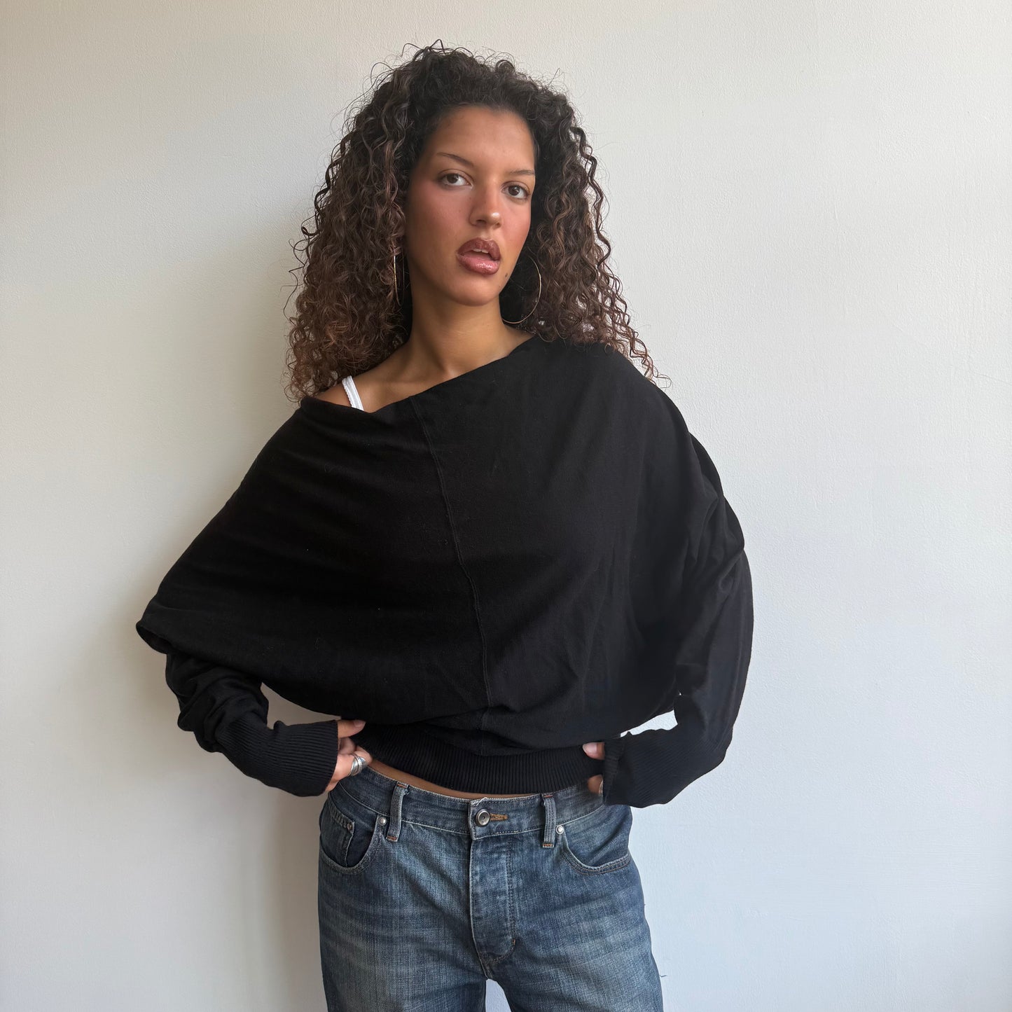Black slouchy All Saints jumper - Size S