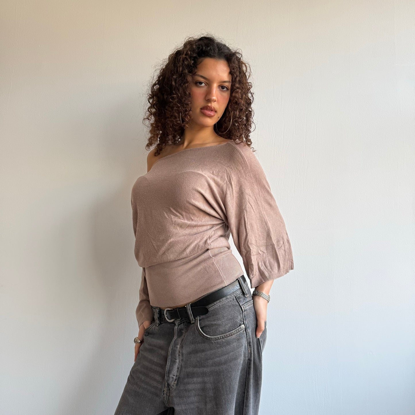Tan slouchy knit - Size M
