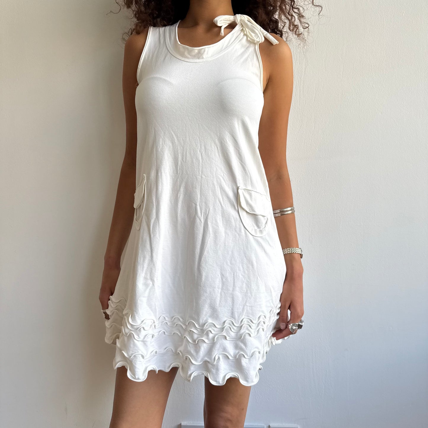 Cop Copine white ruffle dress - Size S