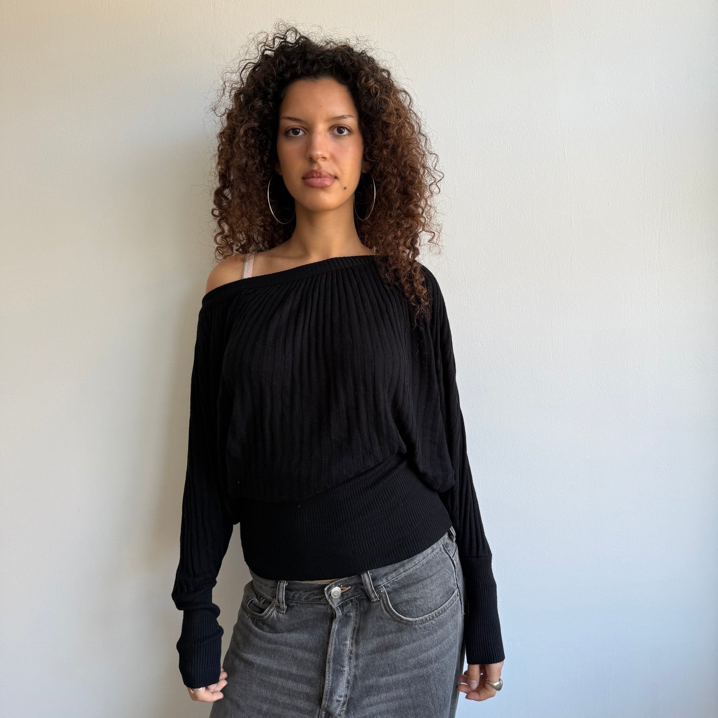 Black slouchy knit jumper - Size M