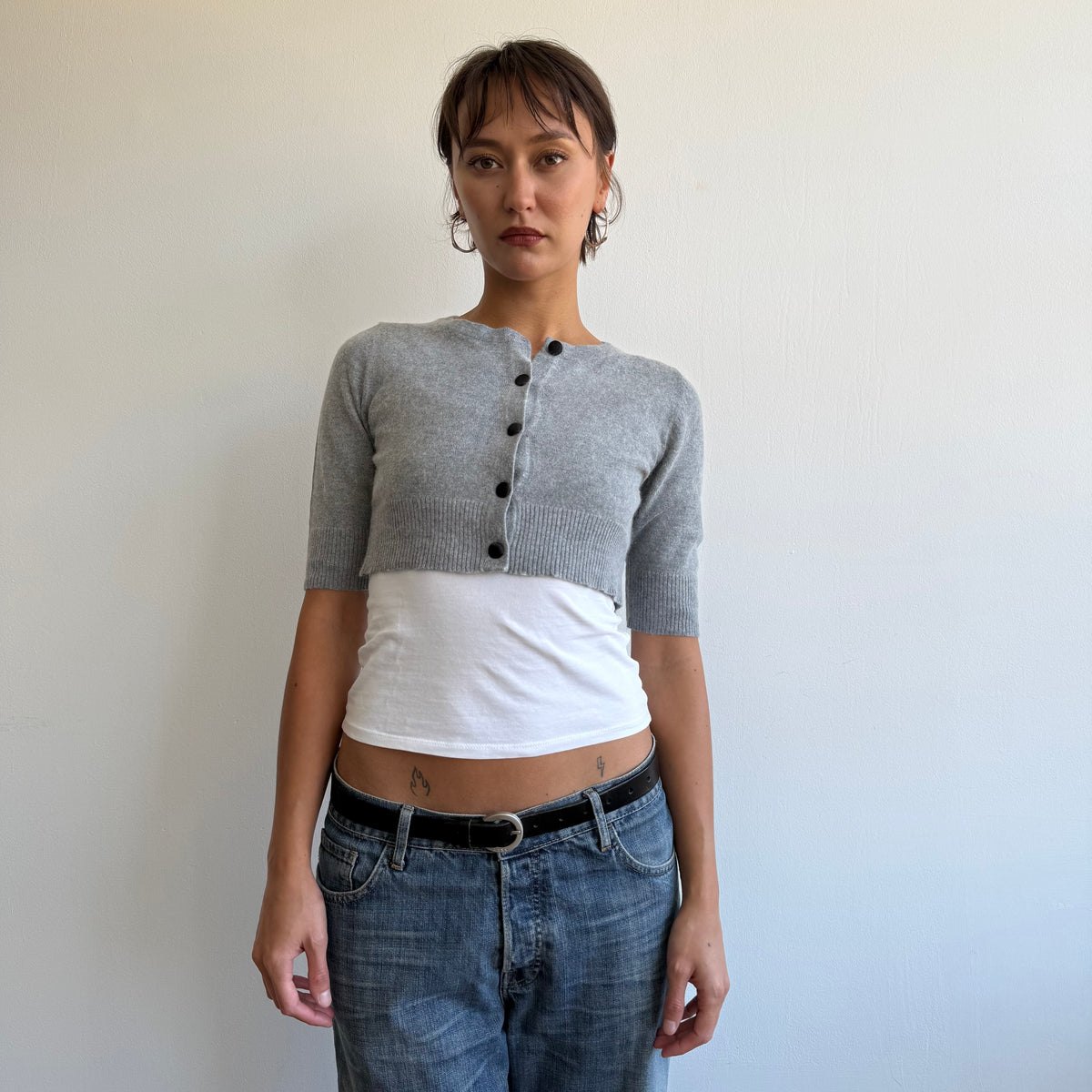 Grey cropped cardi - Size S