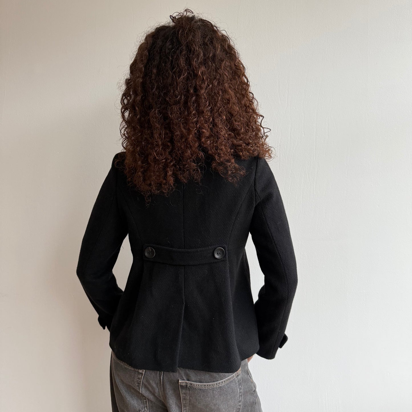 Black double breasted peacoat - Size S