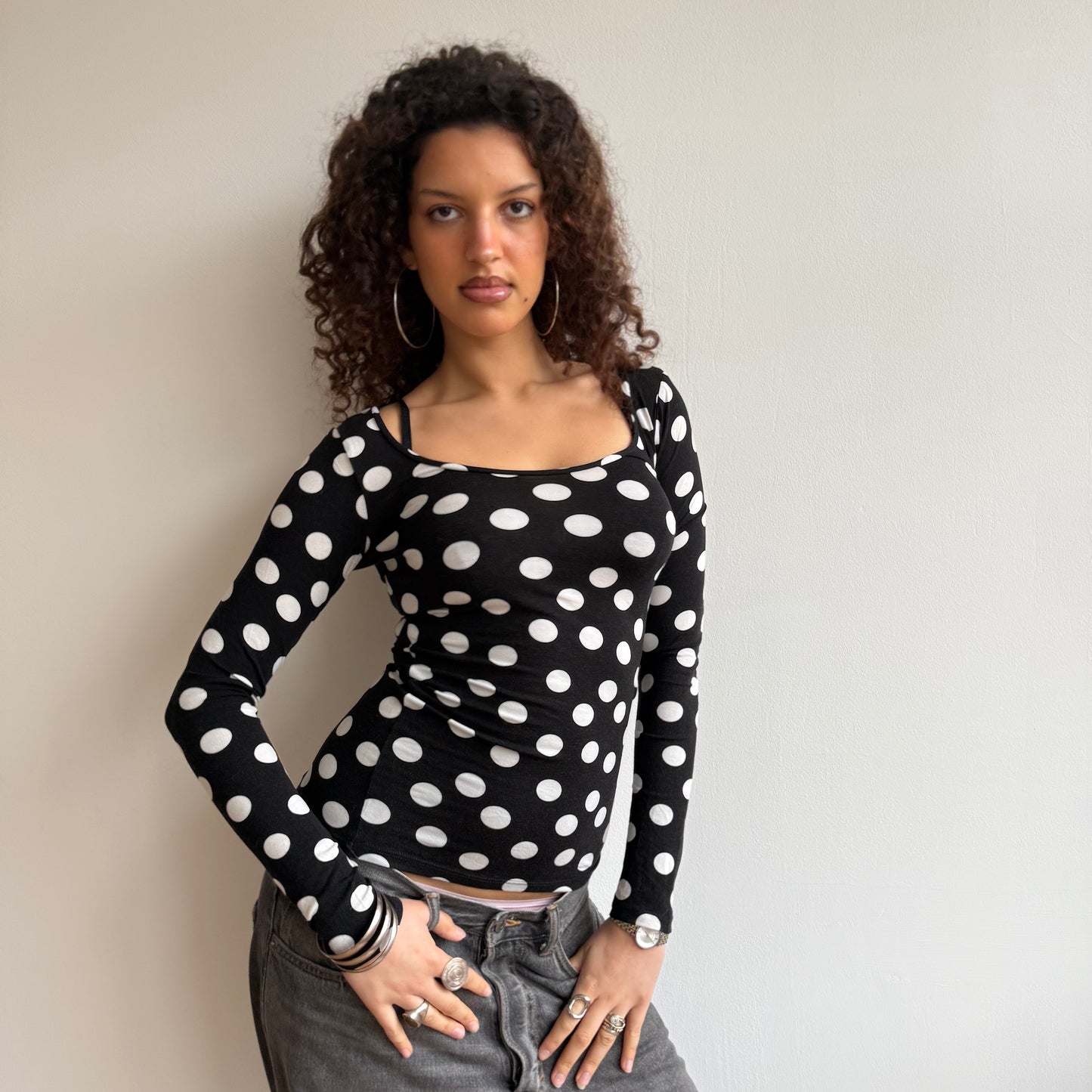 Polka dot long sleeve top - Size S