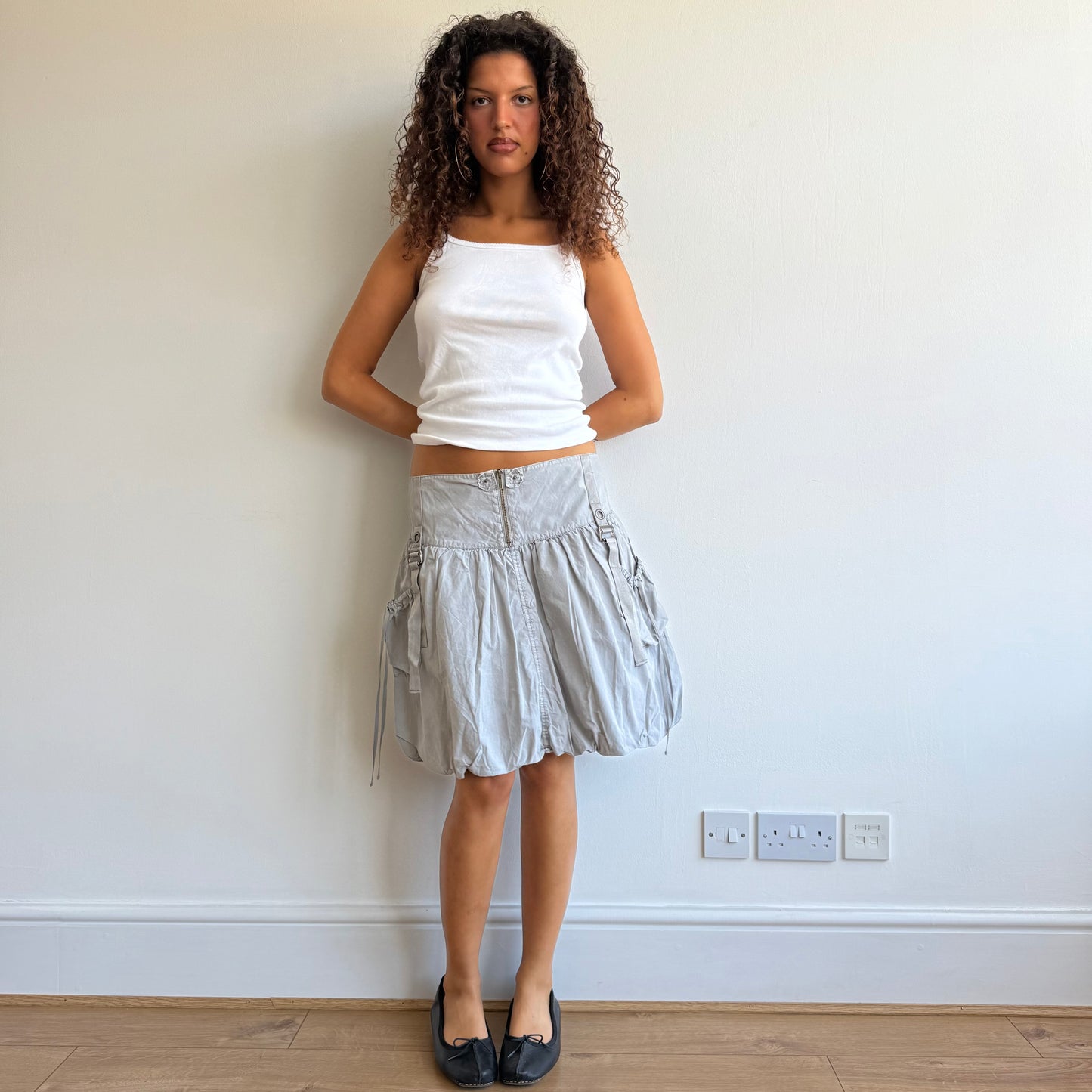 Grey cargo bubble skirt - Size M