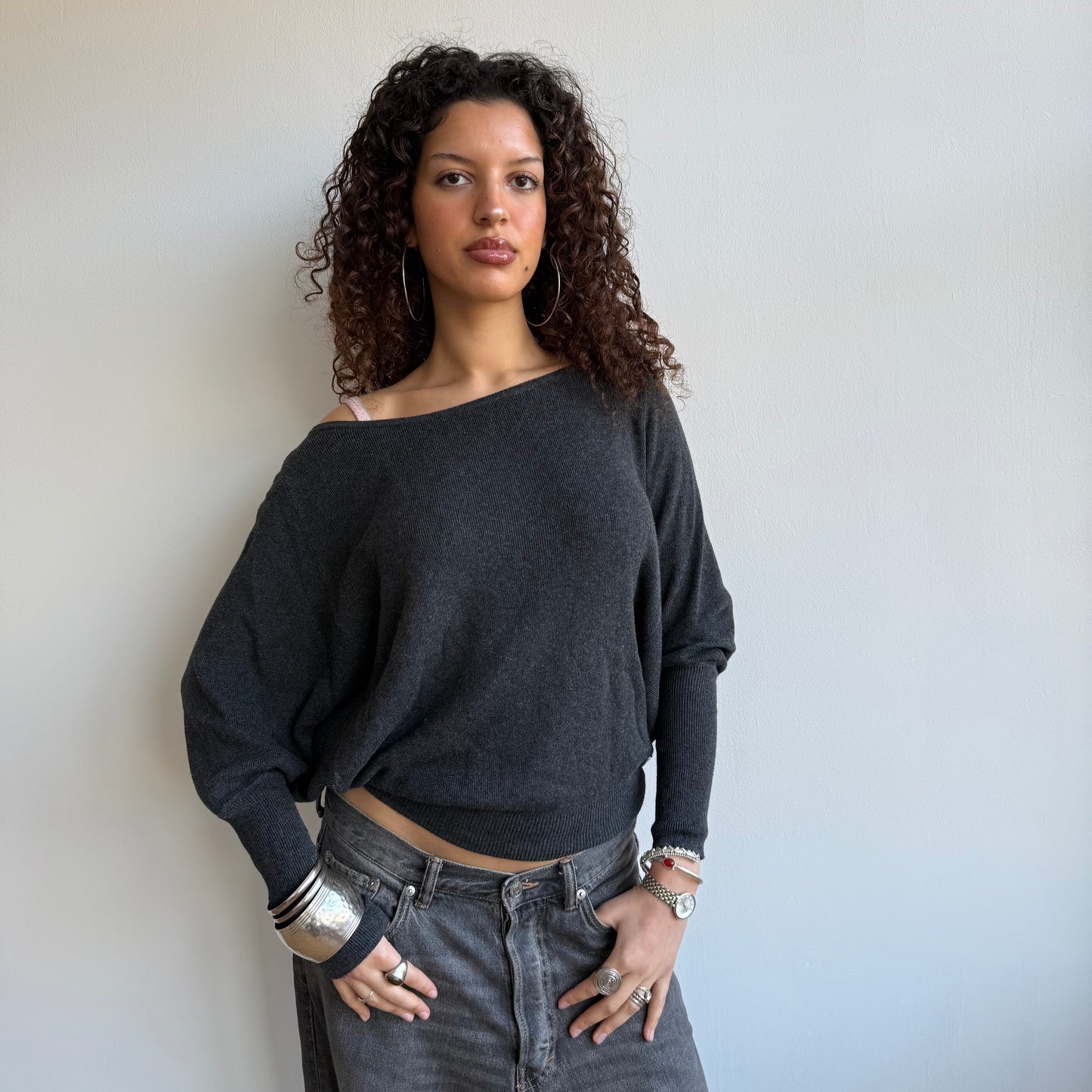 Grey batwing knit - Size S