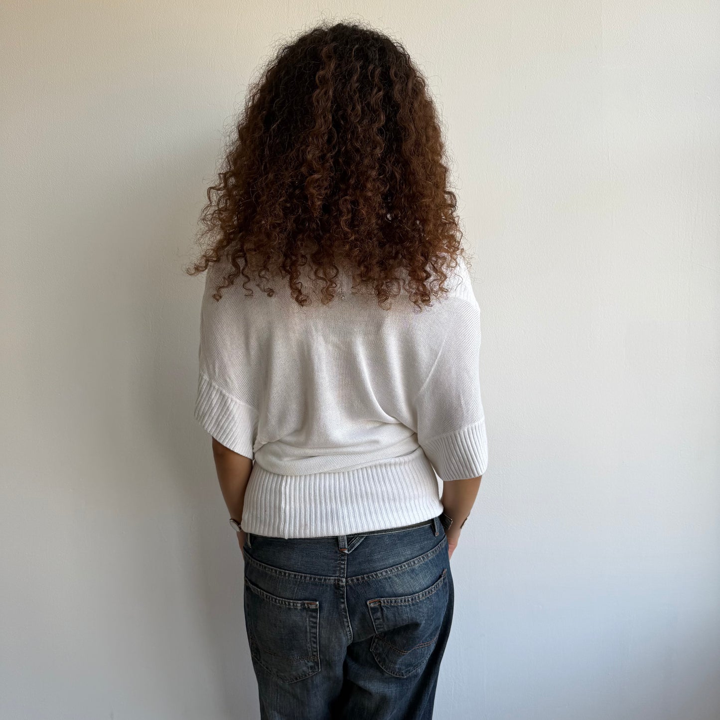 White slouchy knit jumper - Size S