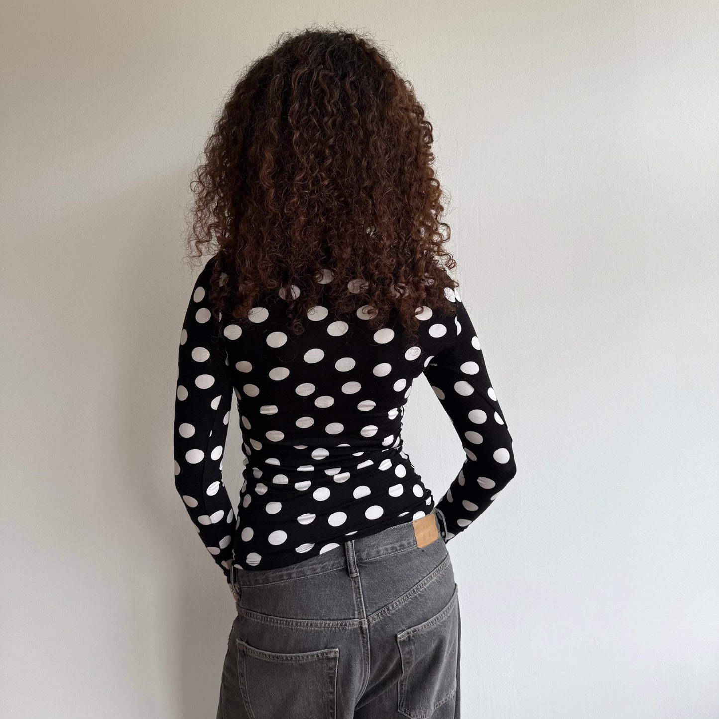 Black and white polka dot top - Size S