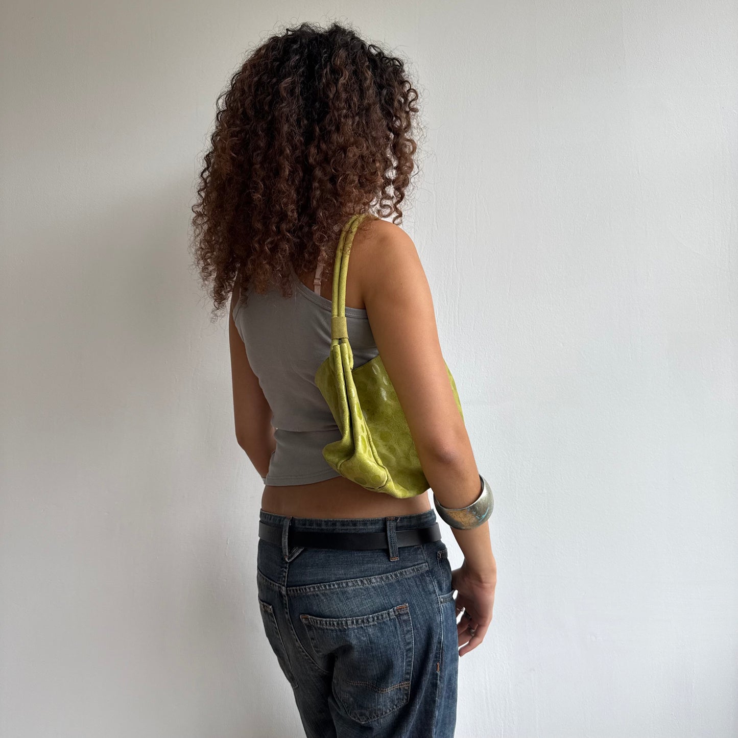 Green polka dot bag