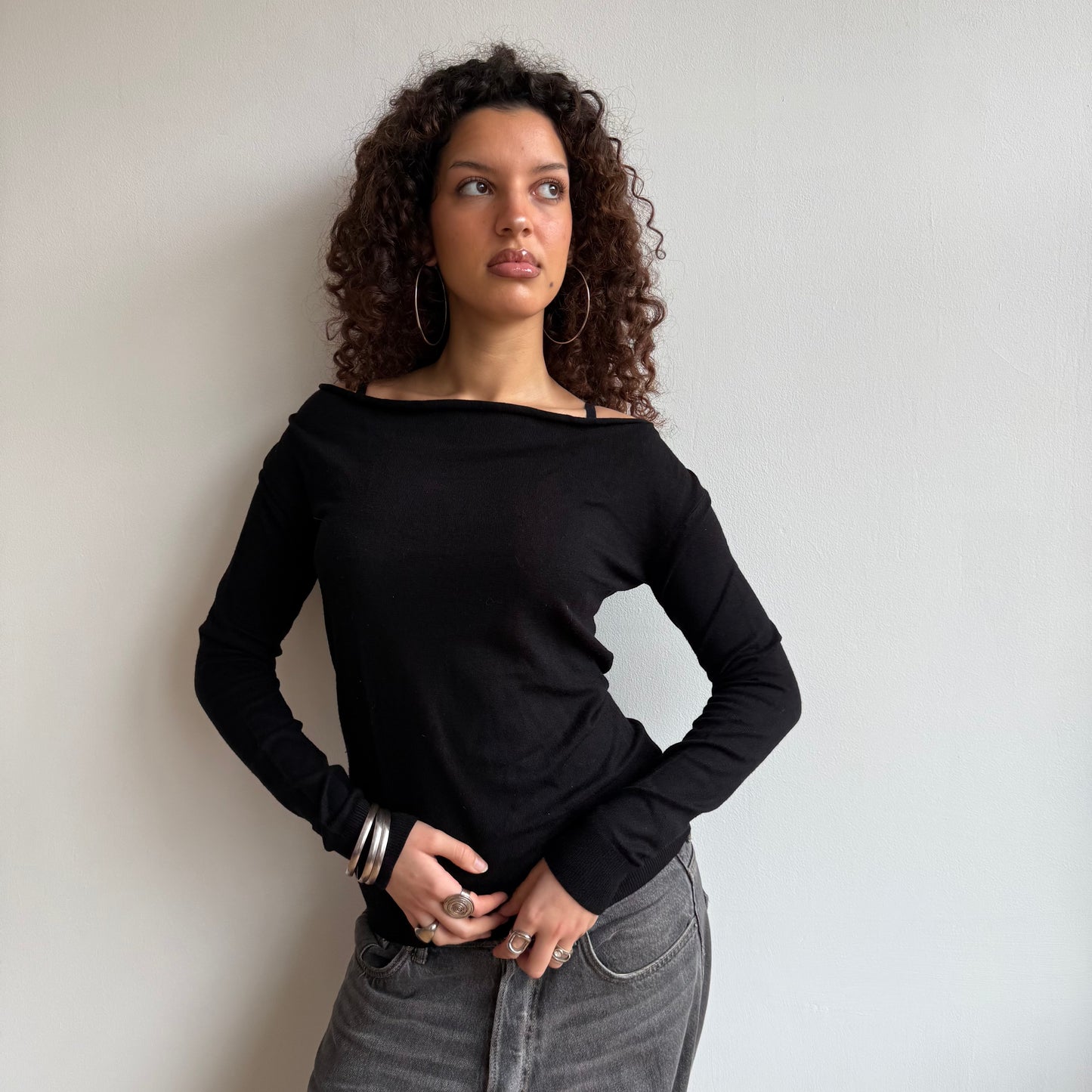 Black bardot jumper - Size S