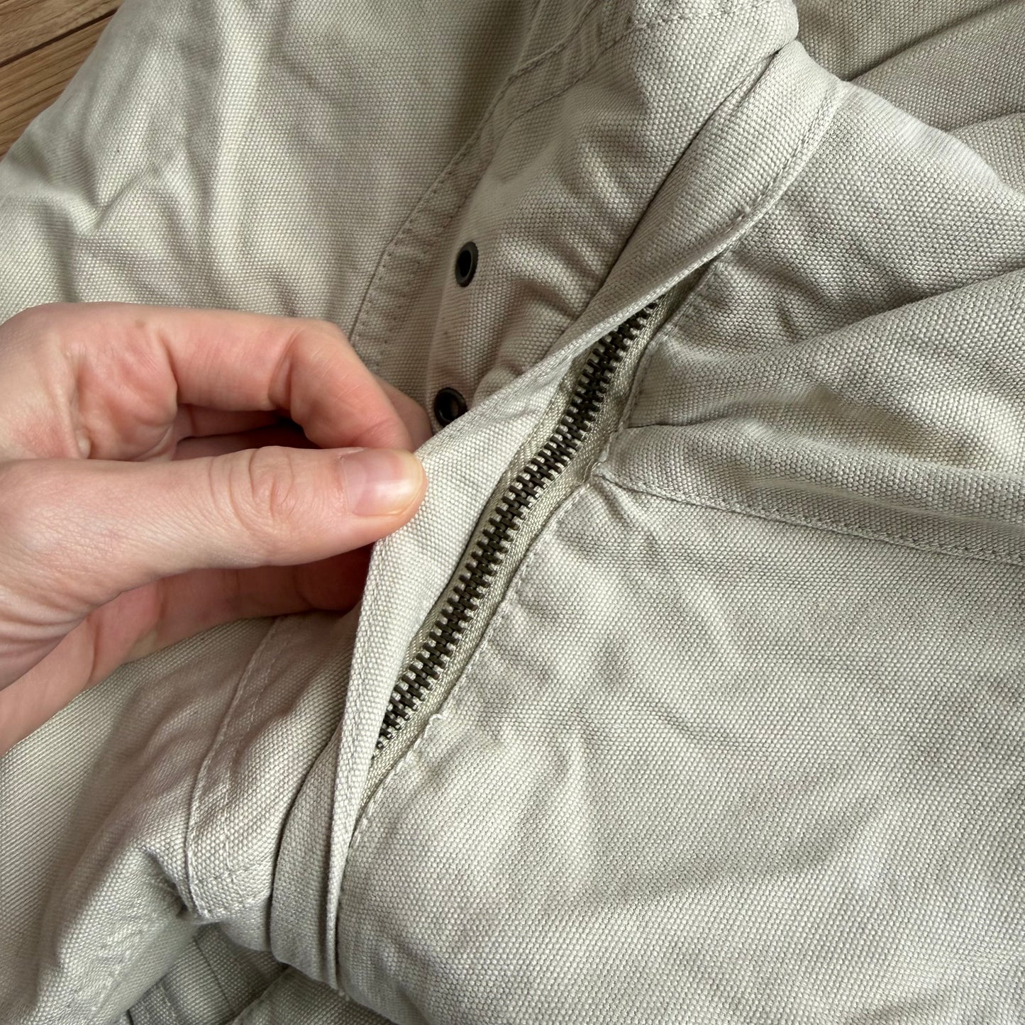 Cream bomber with faux fur hood - Size XS + M