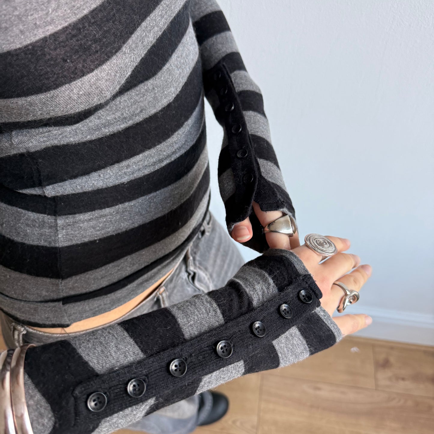 Striped button roll neck - Size S