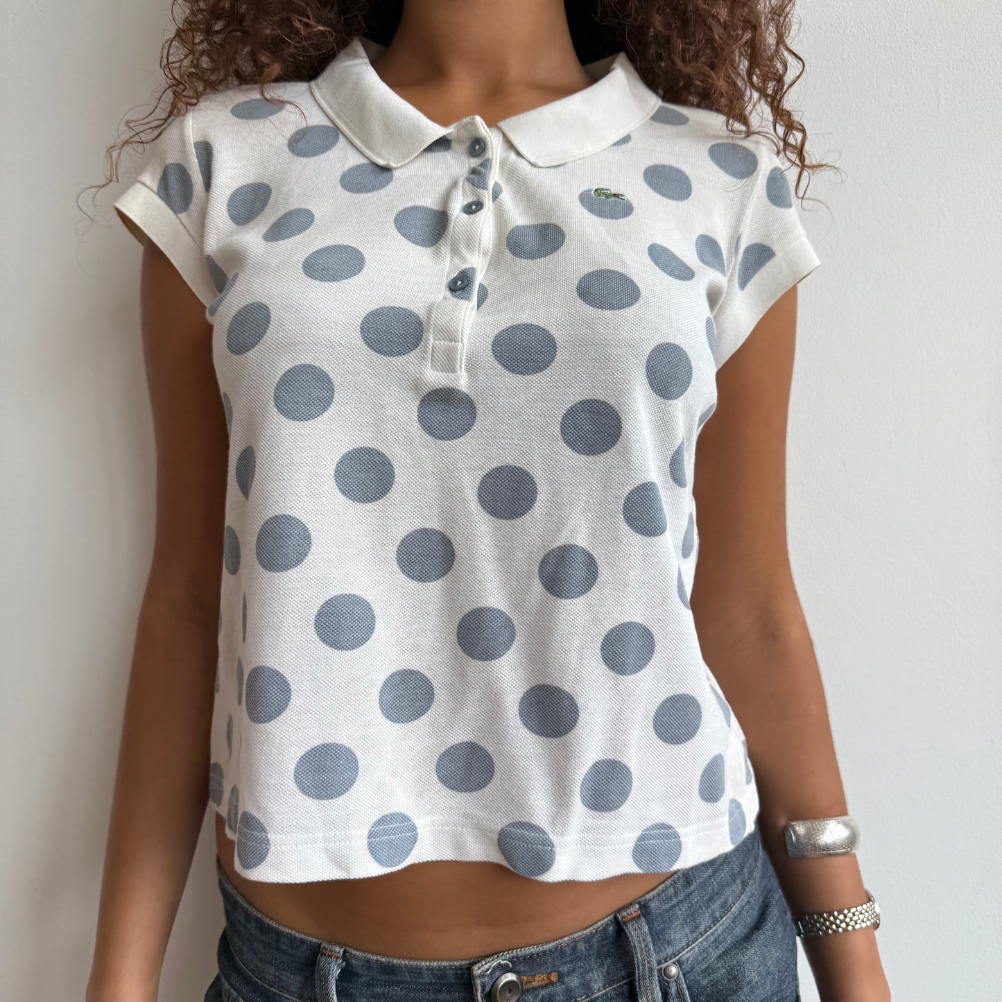 White polka dot Lacoste polo - Size M