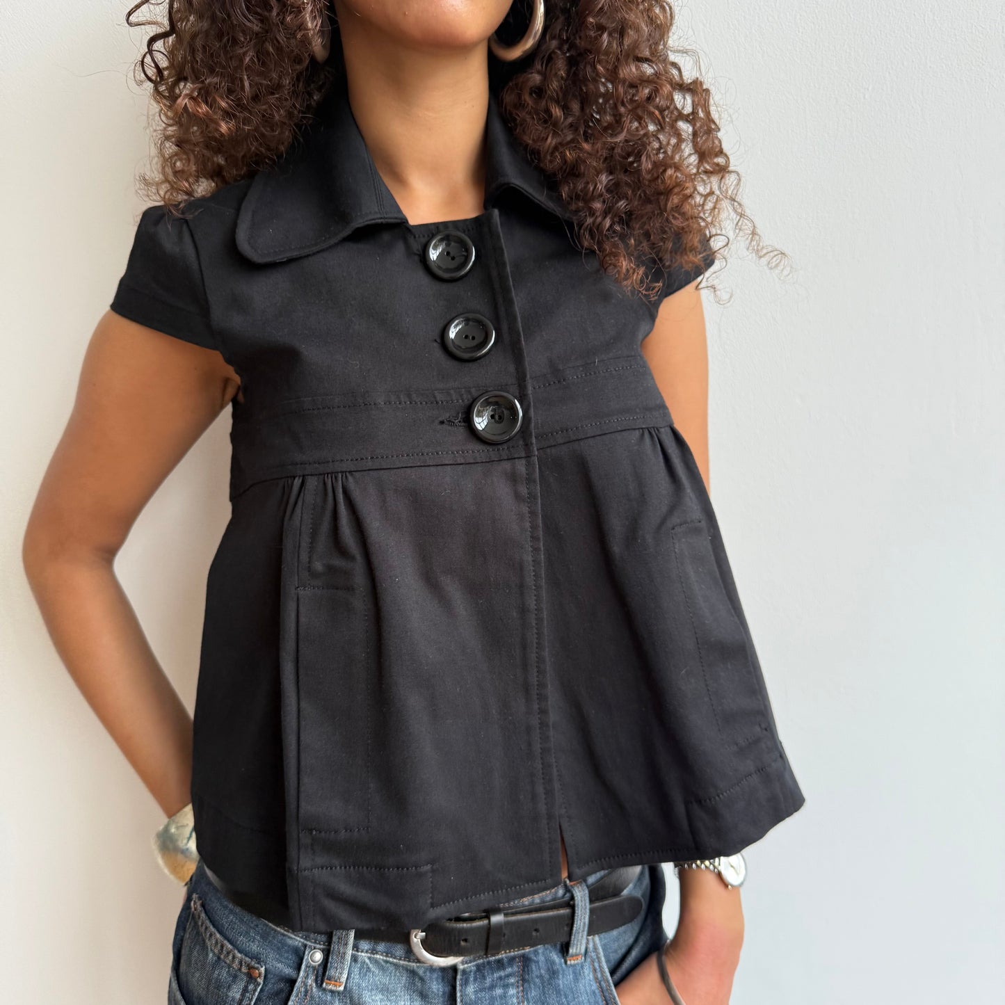 Black short sleeve peacoat - Size S