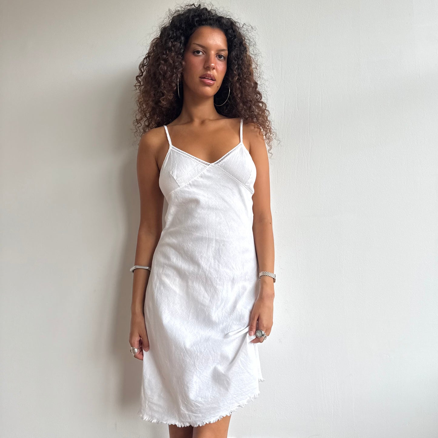 White linen midi dress - Size S