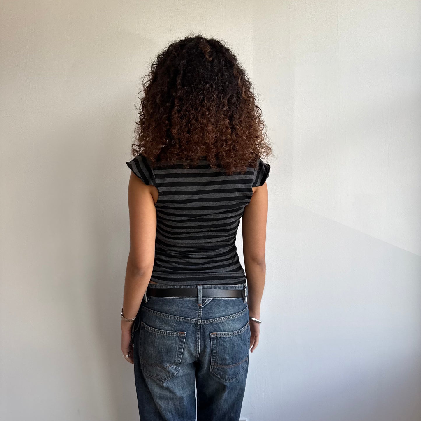 Black + grey ballet wrap top - Size M