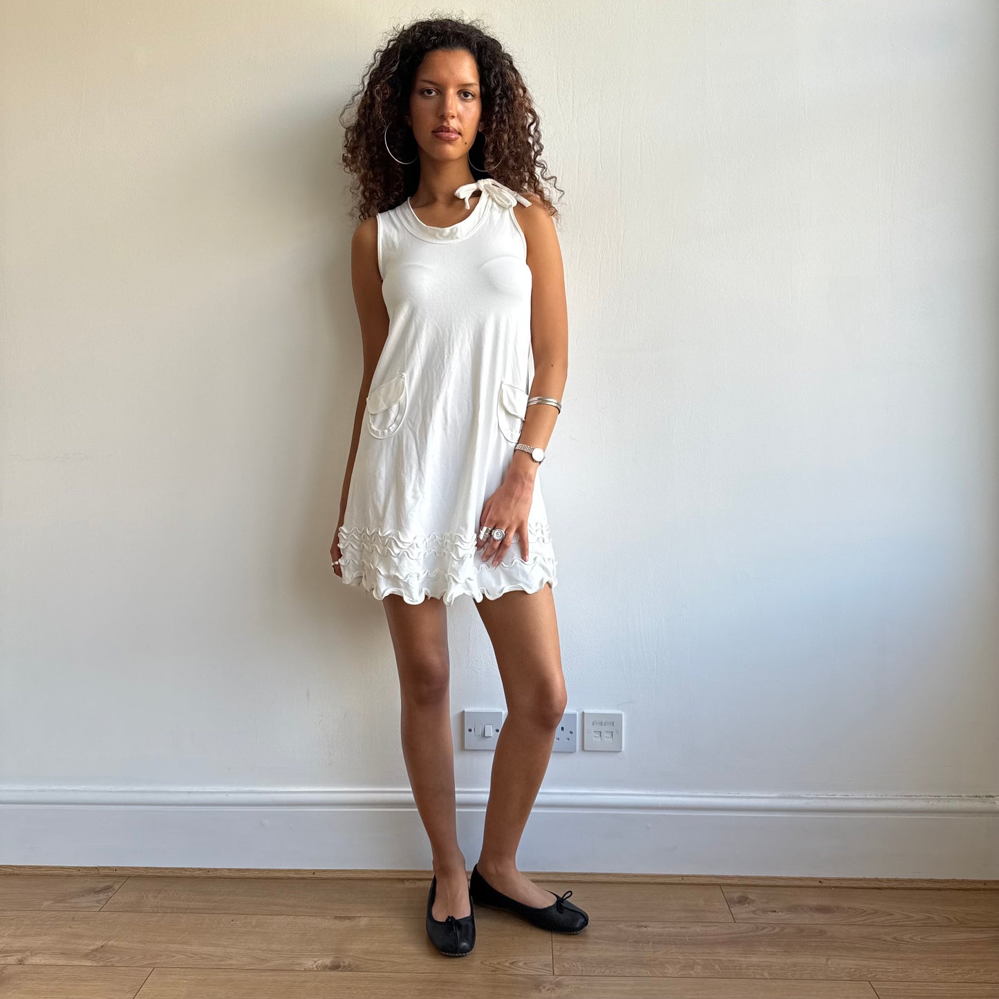 Cop Copine white ruffle dress - Size S