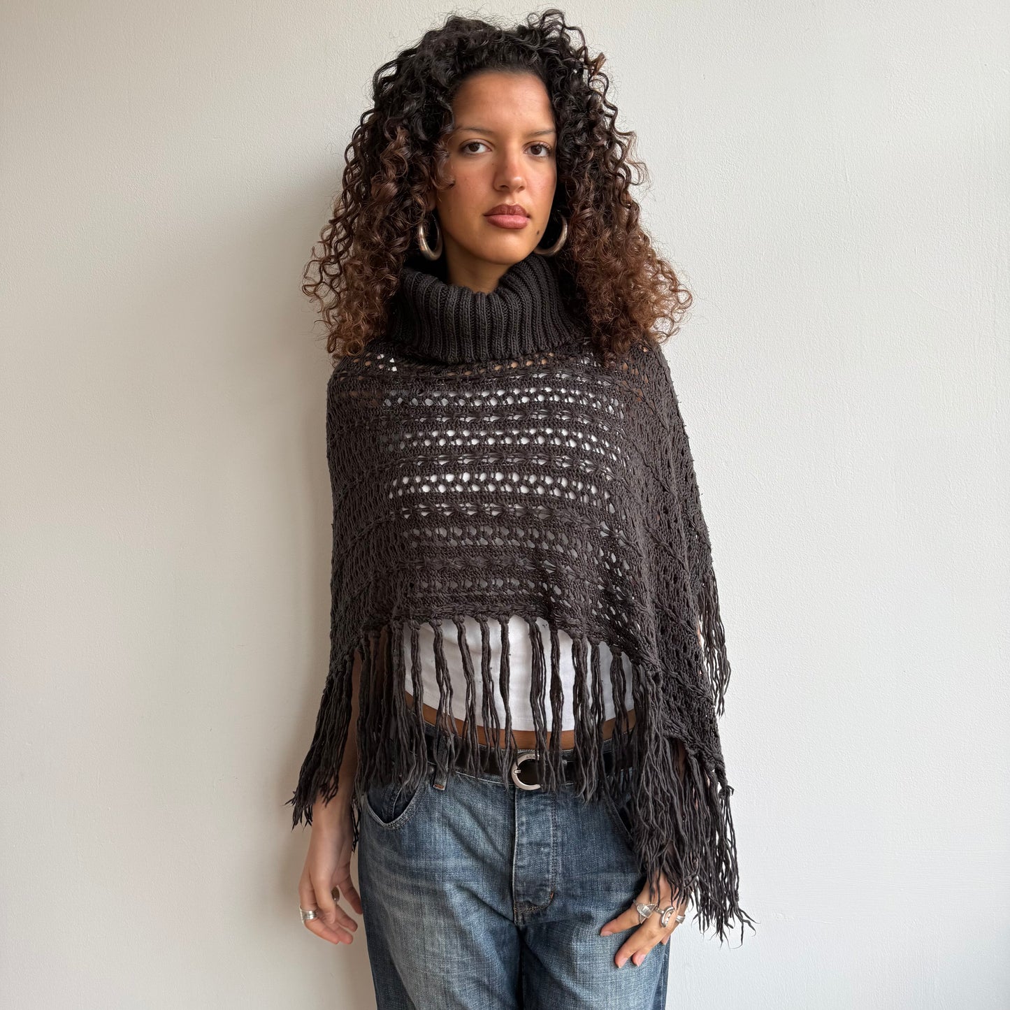 Brown knit poncho - One Size