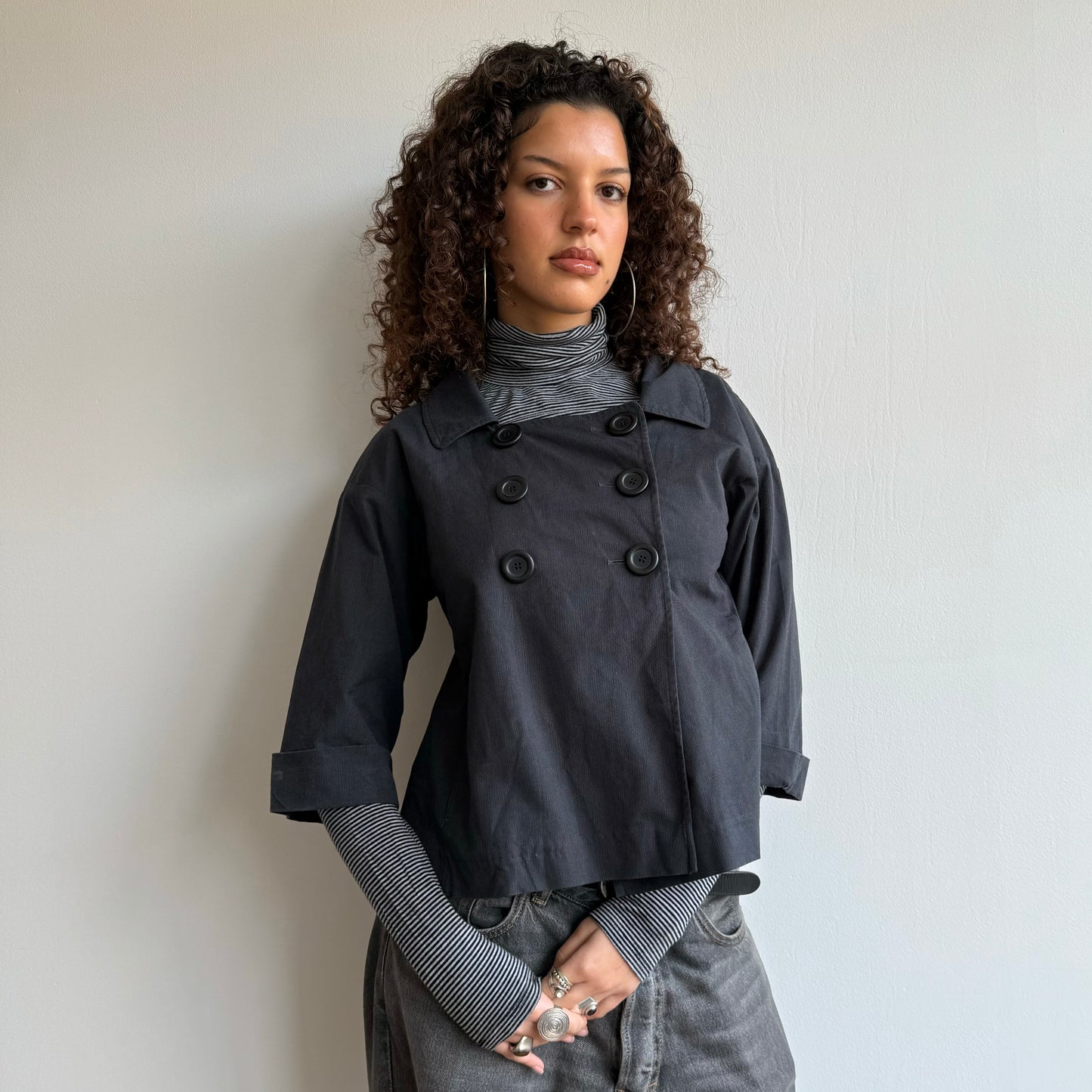 Grey stripe roll neck - Size S