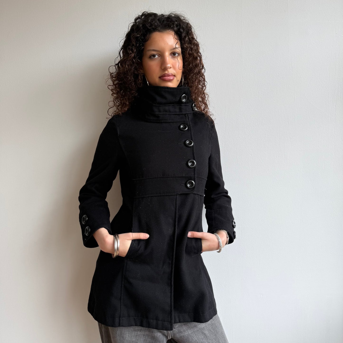 Black button trench - Size XS