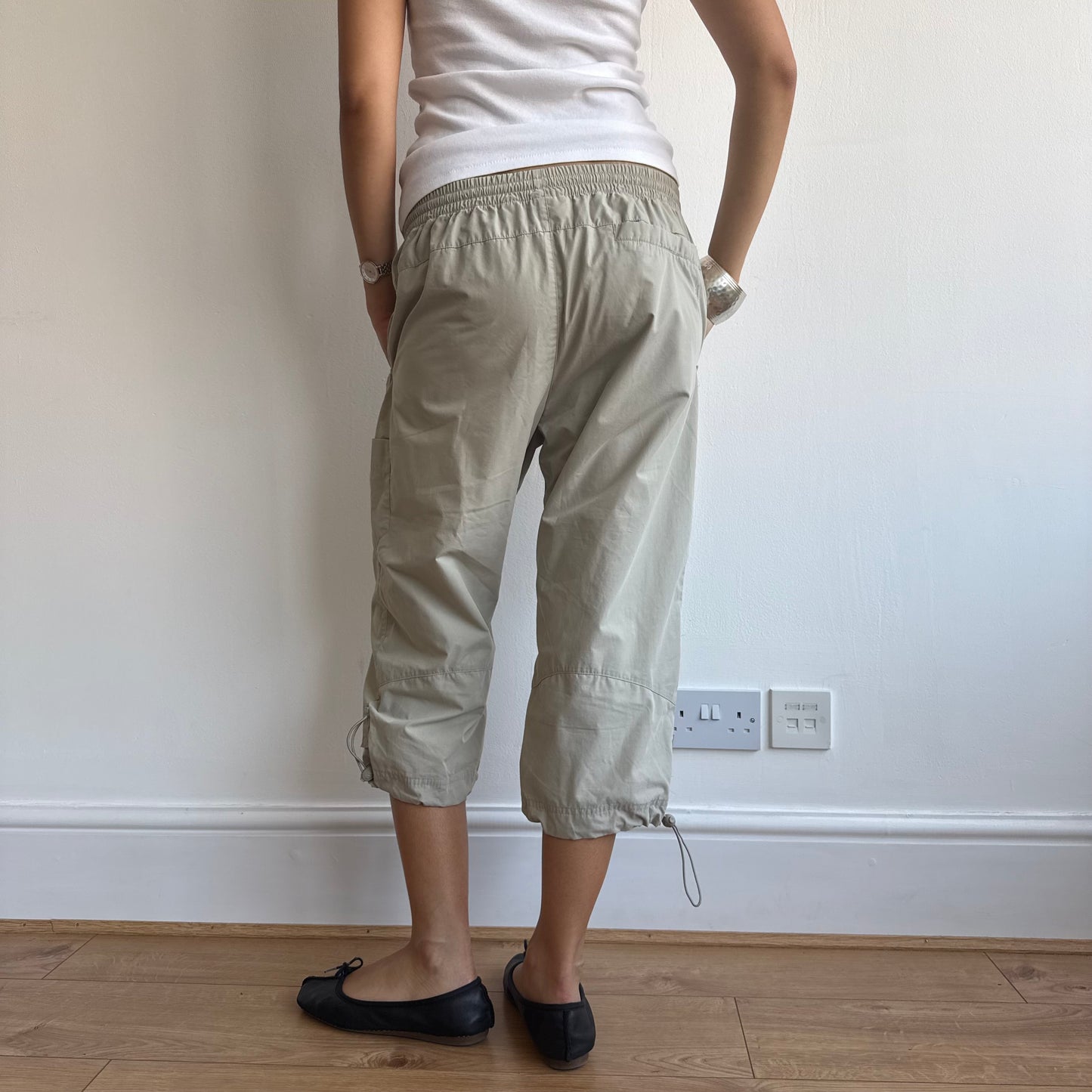 Beige Adidas cargo capris - Size M