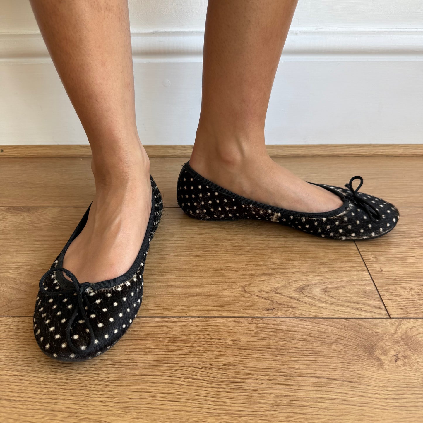 Polka dot pony hair ballet flats - Size 40