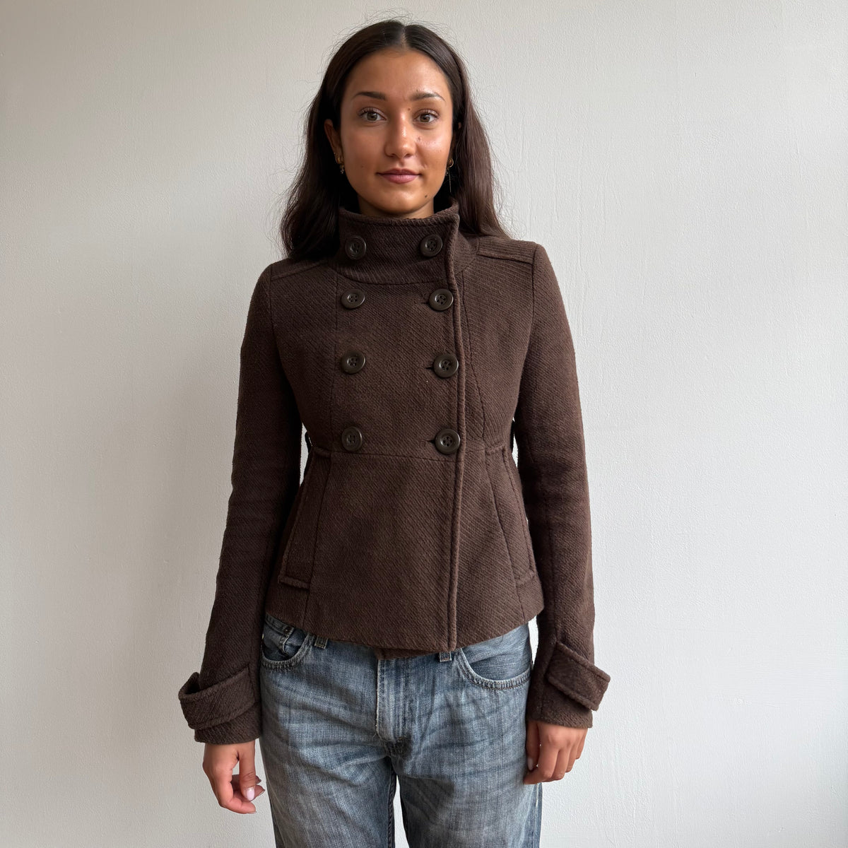 Brown double breasted peacoat - Size S