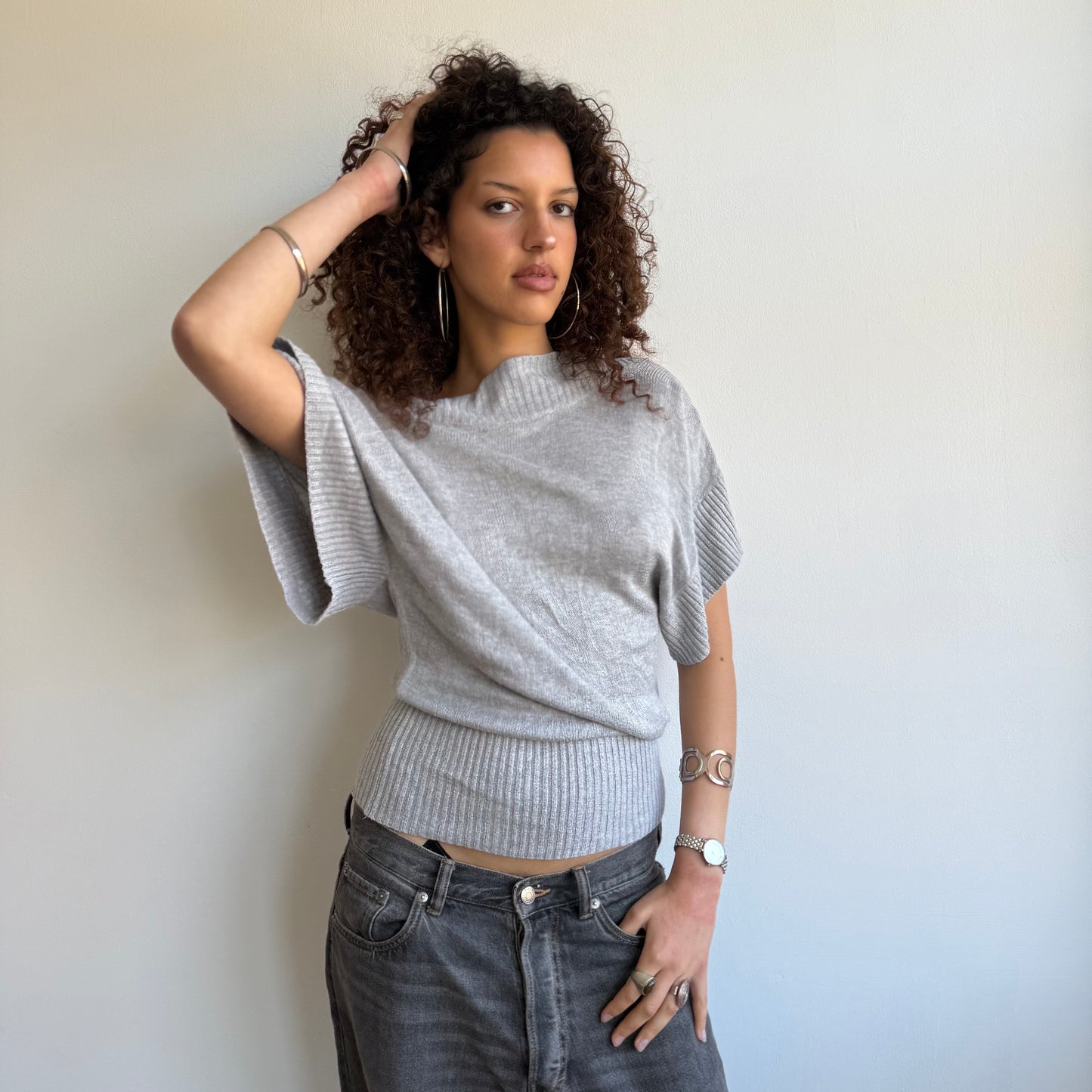Light grey slouchy knit jumper - Size S/M