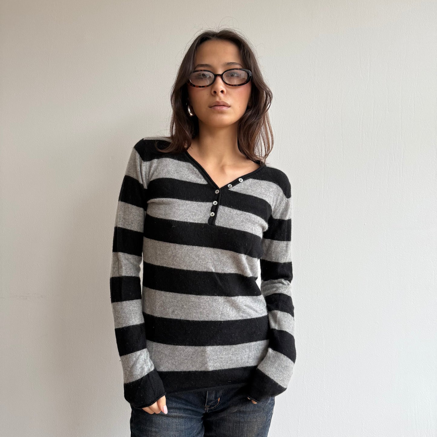 Black striped cashmere knit - Size S