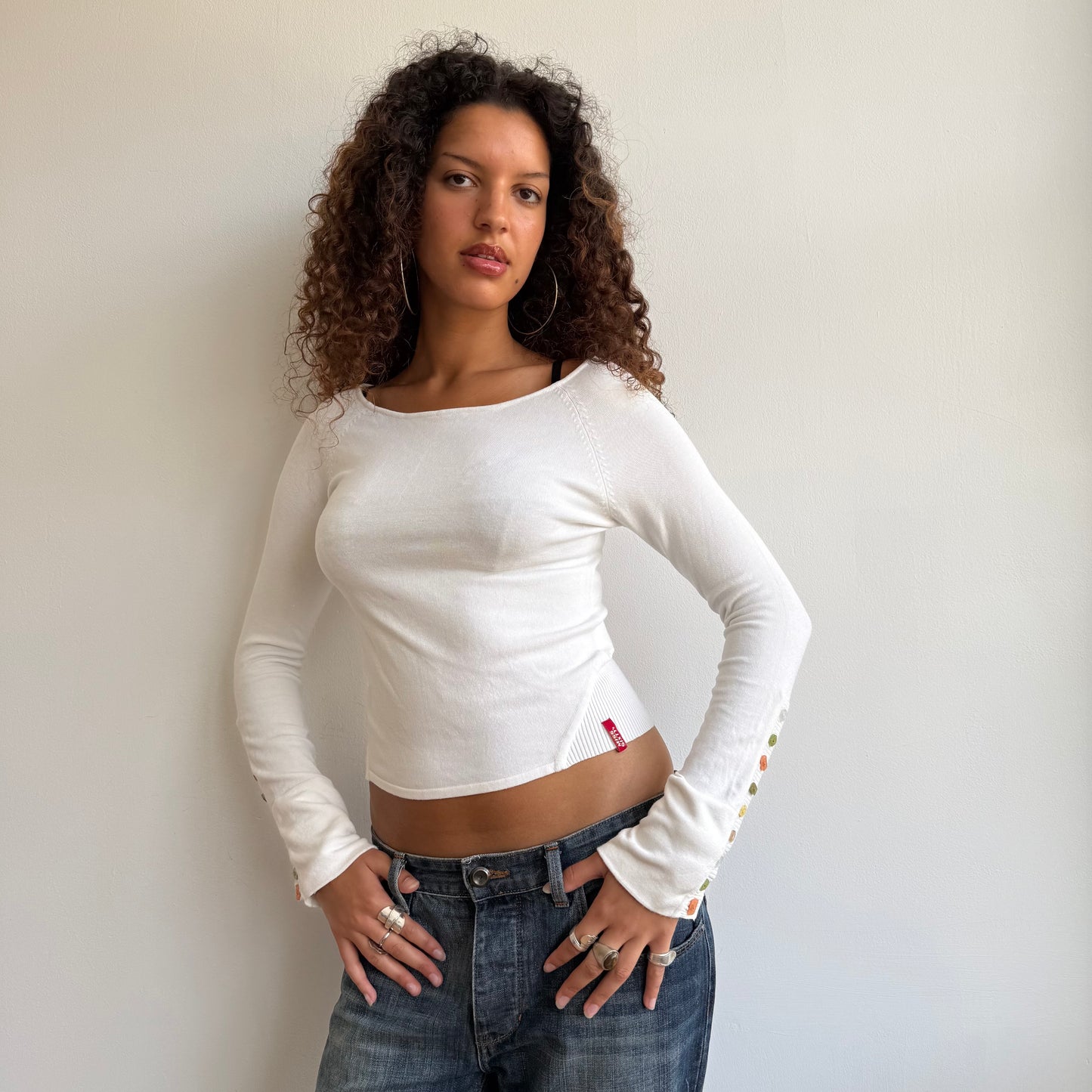 Miss Sixty white button knit -Size S