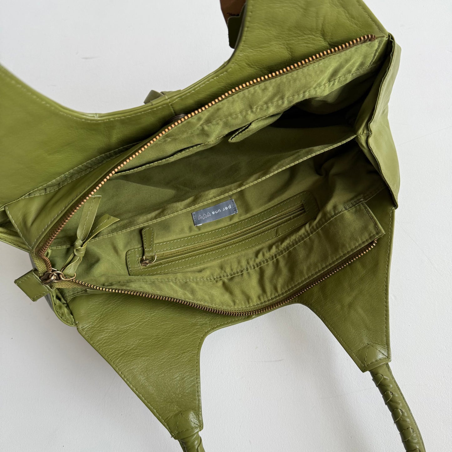 Green leather bag BWT