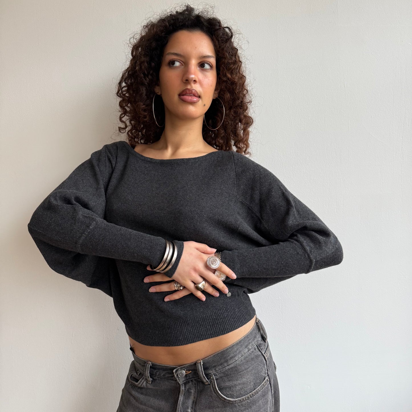 Grey batwing knit - Size S