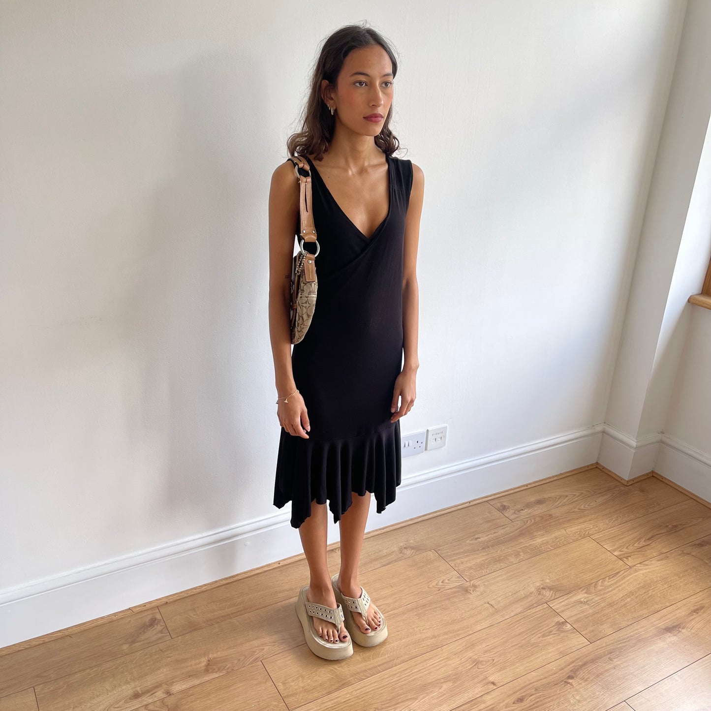 Black slinky wrap dress - Size M