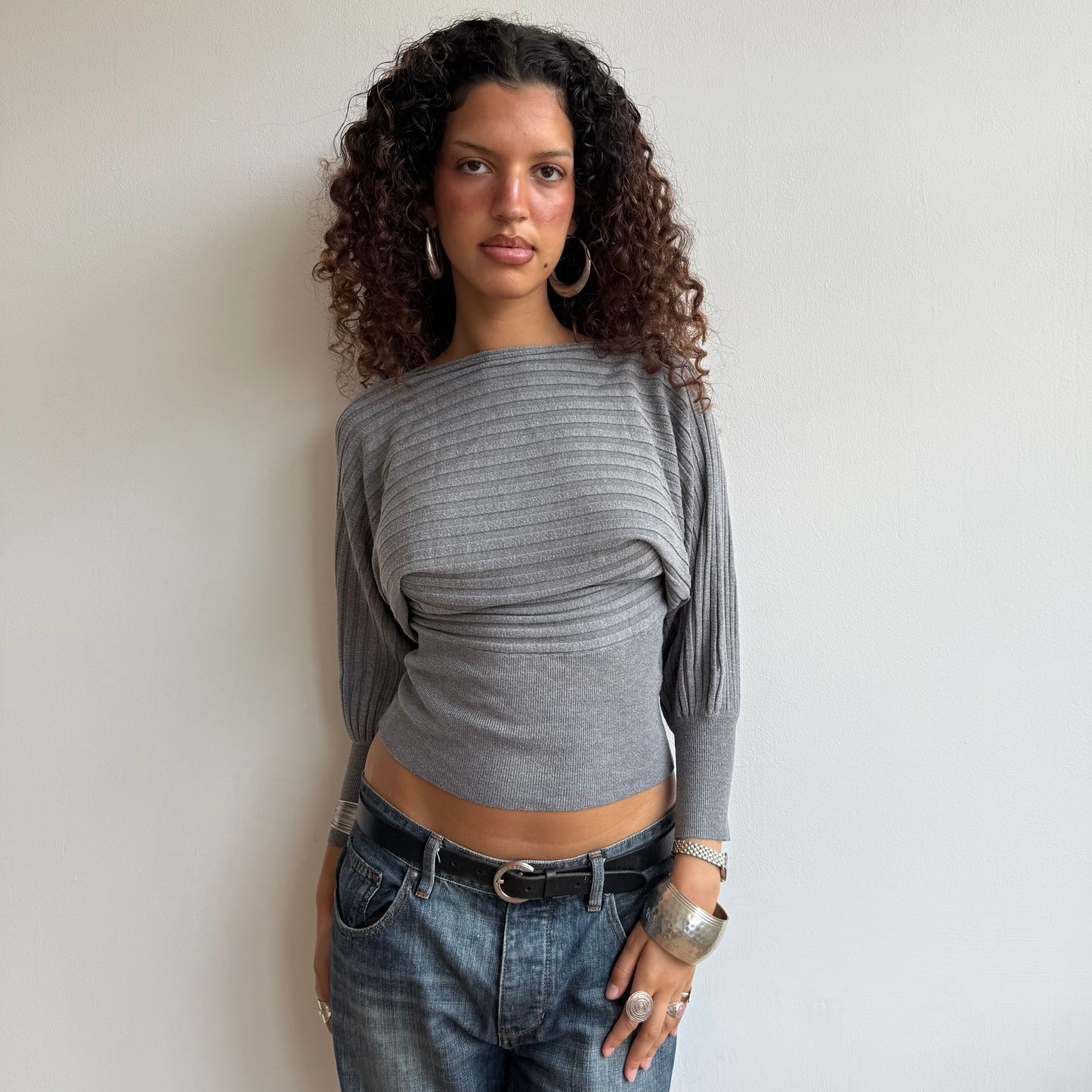 Grey slouchy knit jumper - Size S