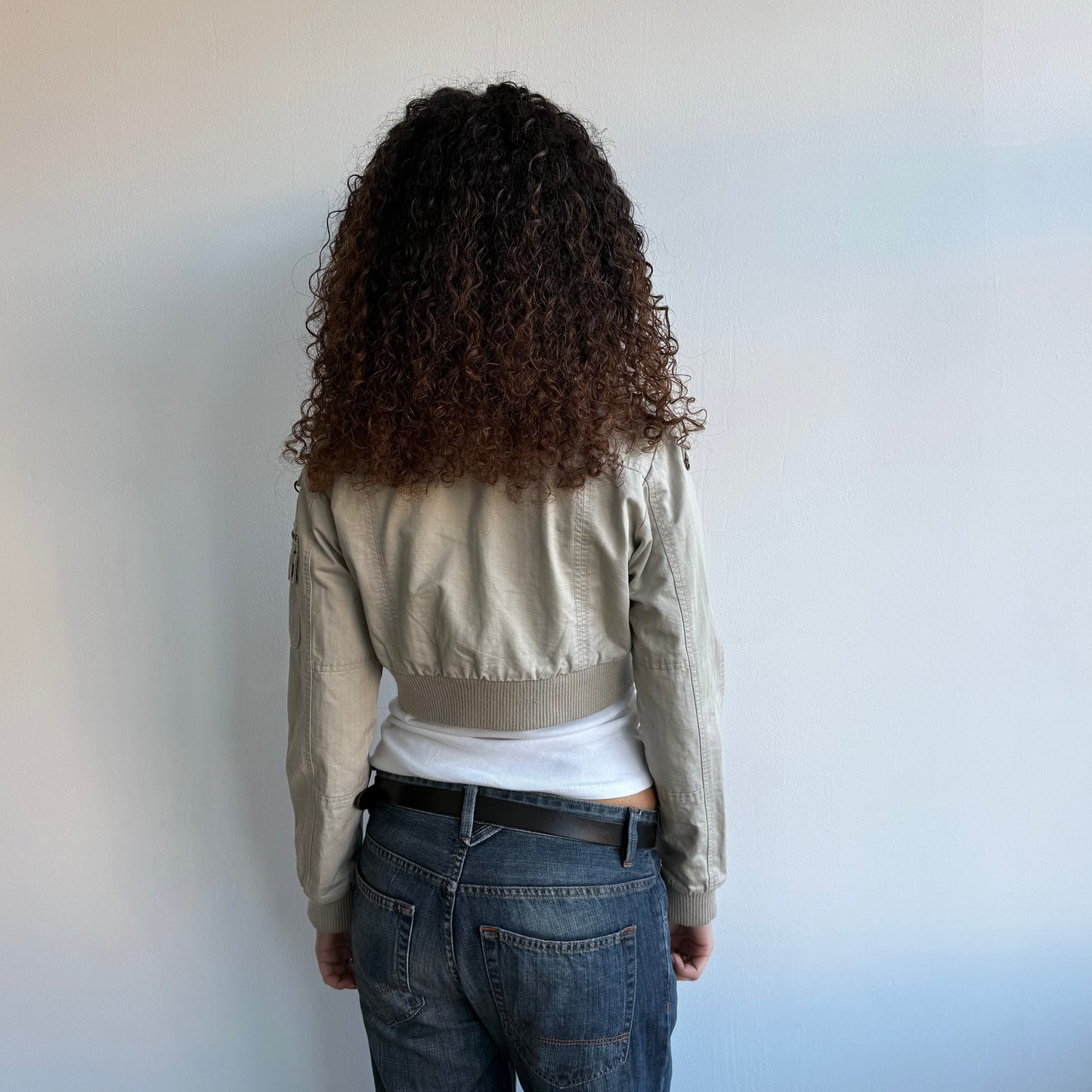 Beige cropped cargo jacket - Size M