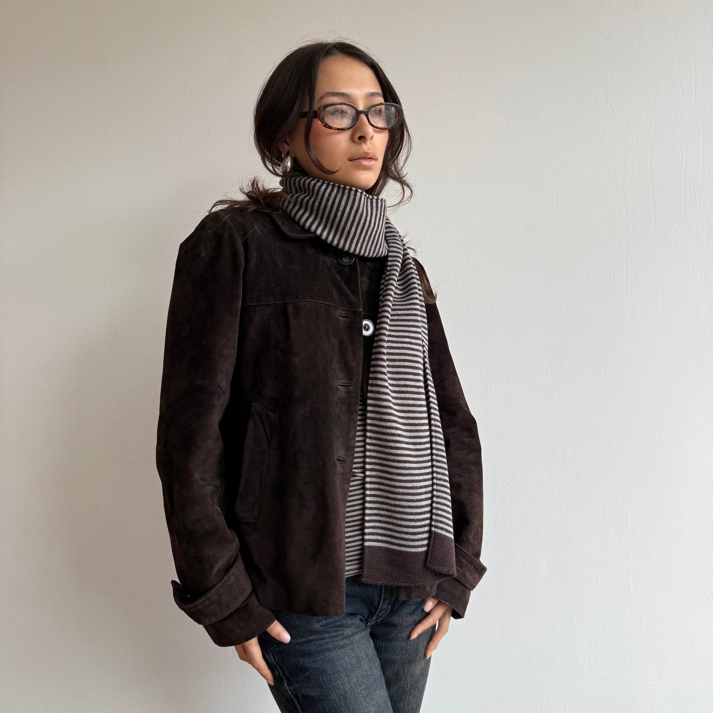 Brown stripe scarf - OS