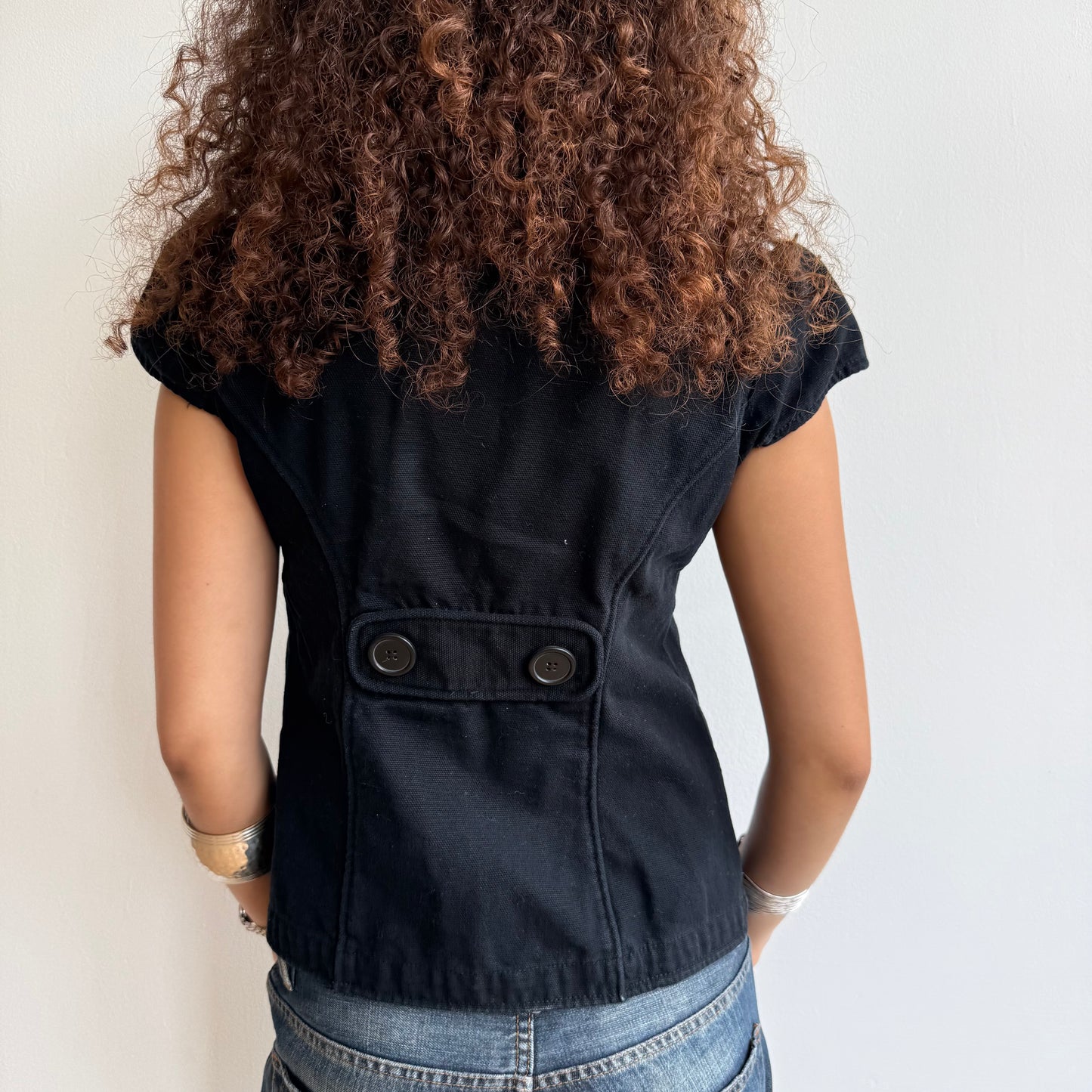 Black short sleeve peacoat - Size S