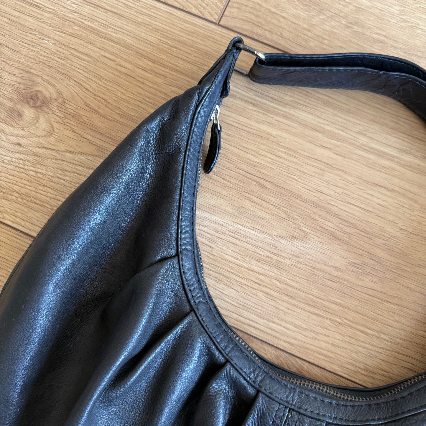 Black leather hobo bag