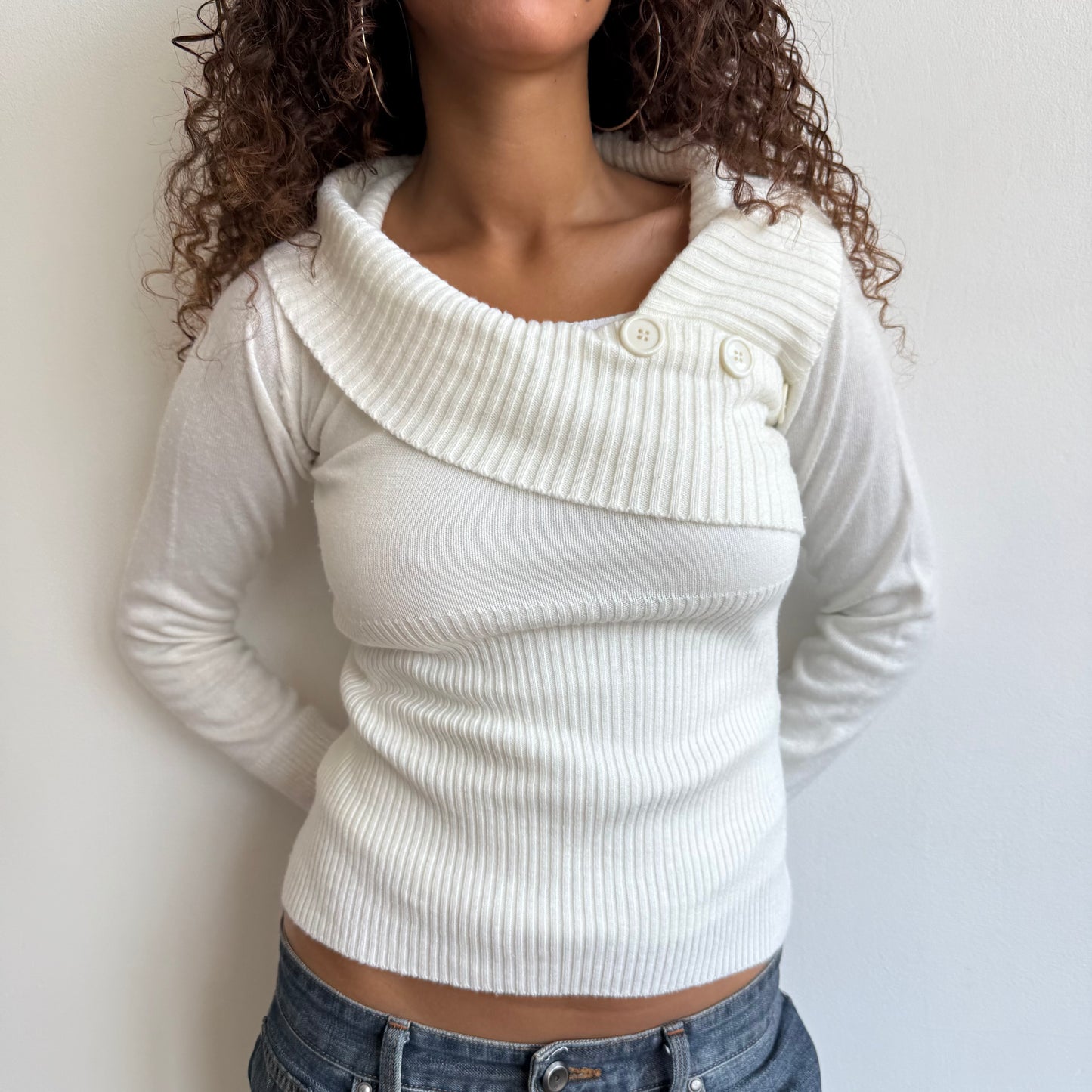 White button neck knit - Size S