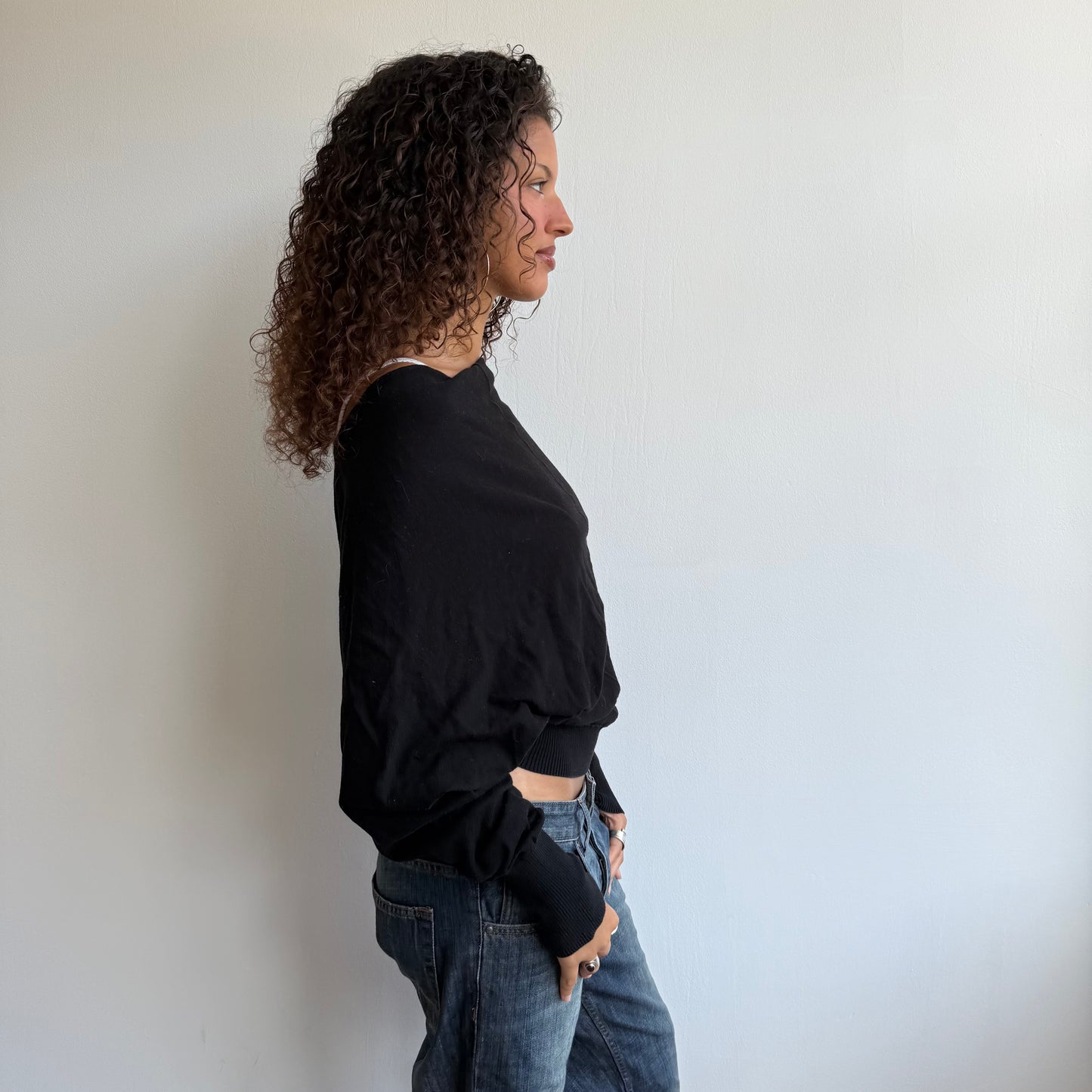 Black slouchy All Saints jumper - Size S
