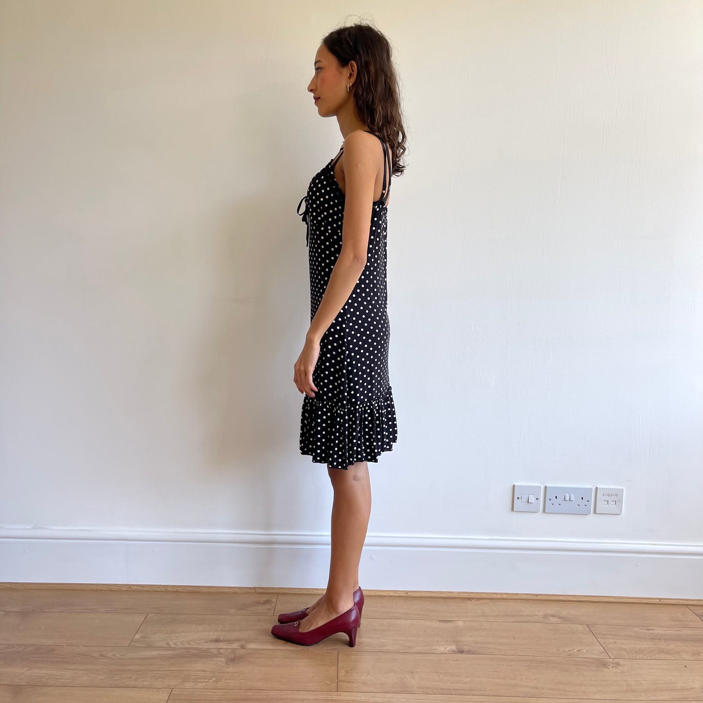 Black polka dot cami dress - Size S