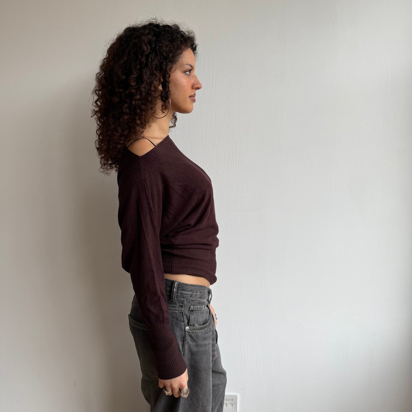 Brown slouchy knit jumper - Size S-M